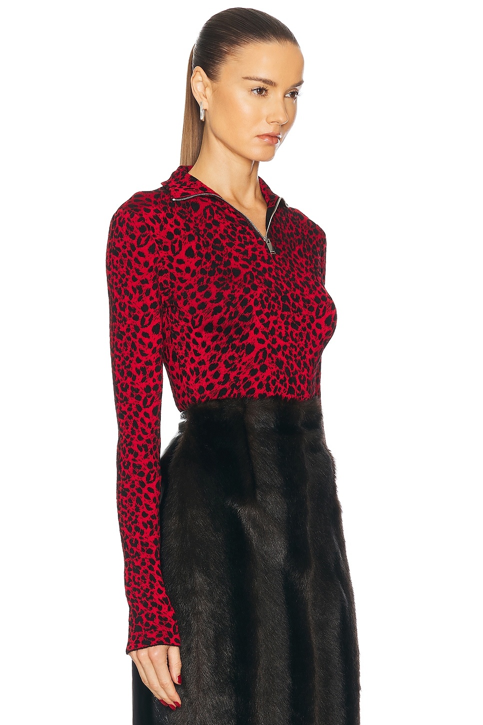 Leopard Textured Long Sleeve Top - 2