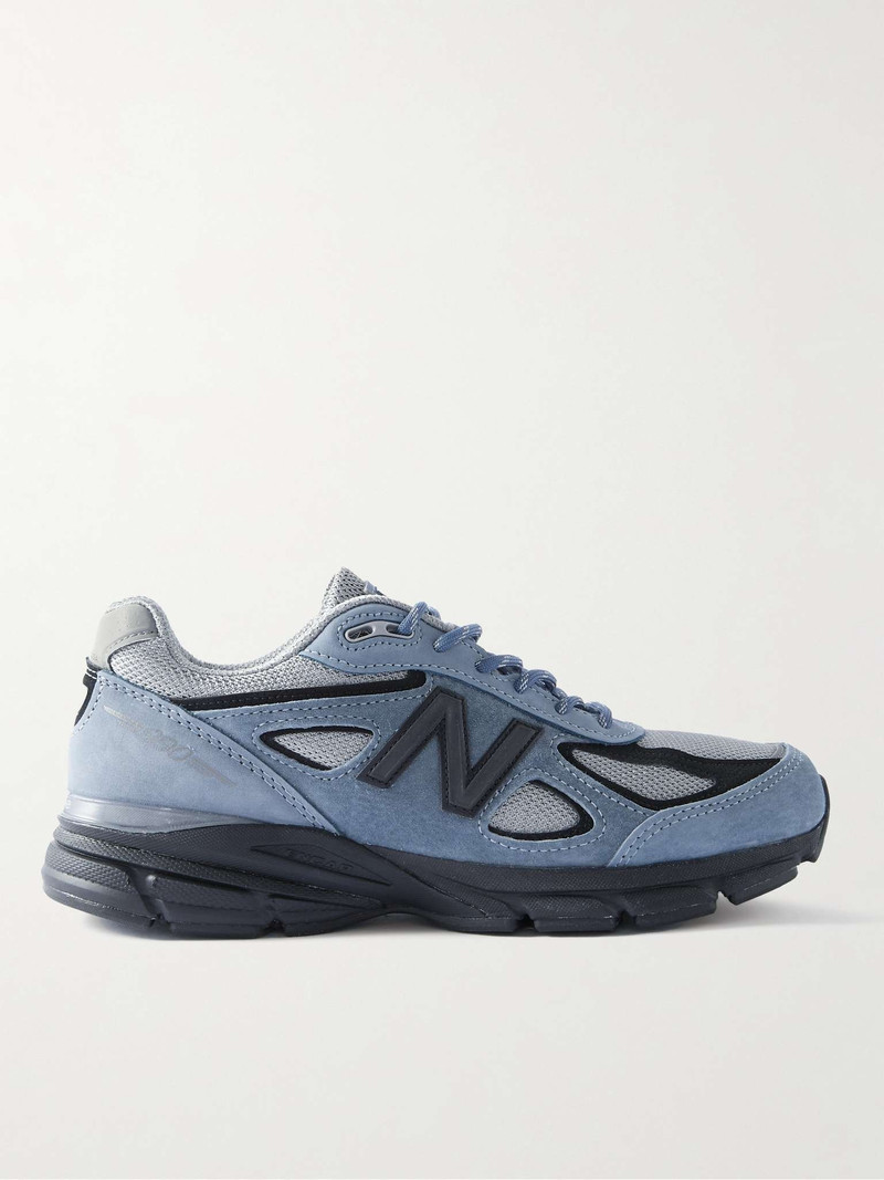990v4 Leather-Trimmed Suede and Mesh Sneakers - 1