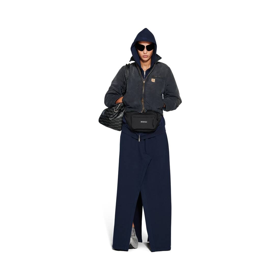 BALENCIAGA Women's Double B Shrunk Workwear Parka in Black