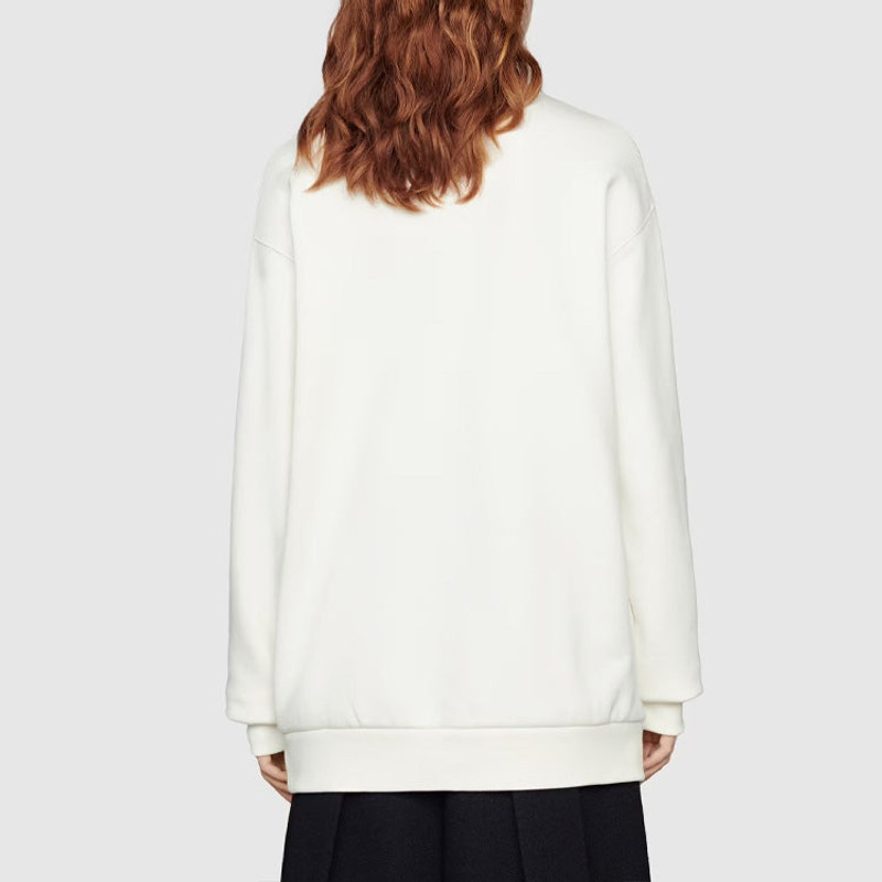 GUCCI (WMNS) Gucci Crystal '1921 Gucci' Sweatshirt 'White' 617964-XJDZE-9088 outlook