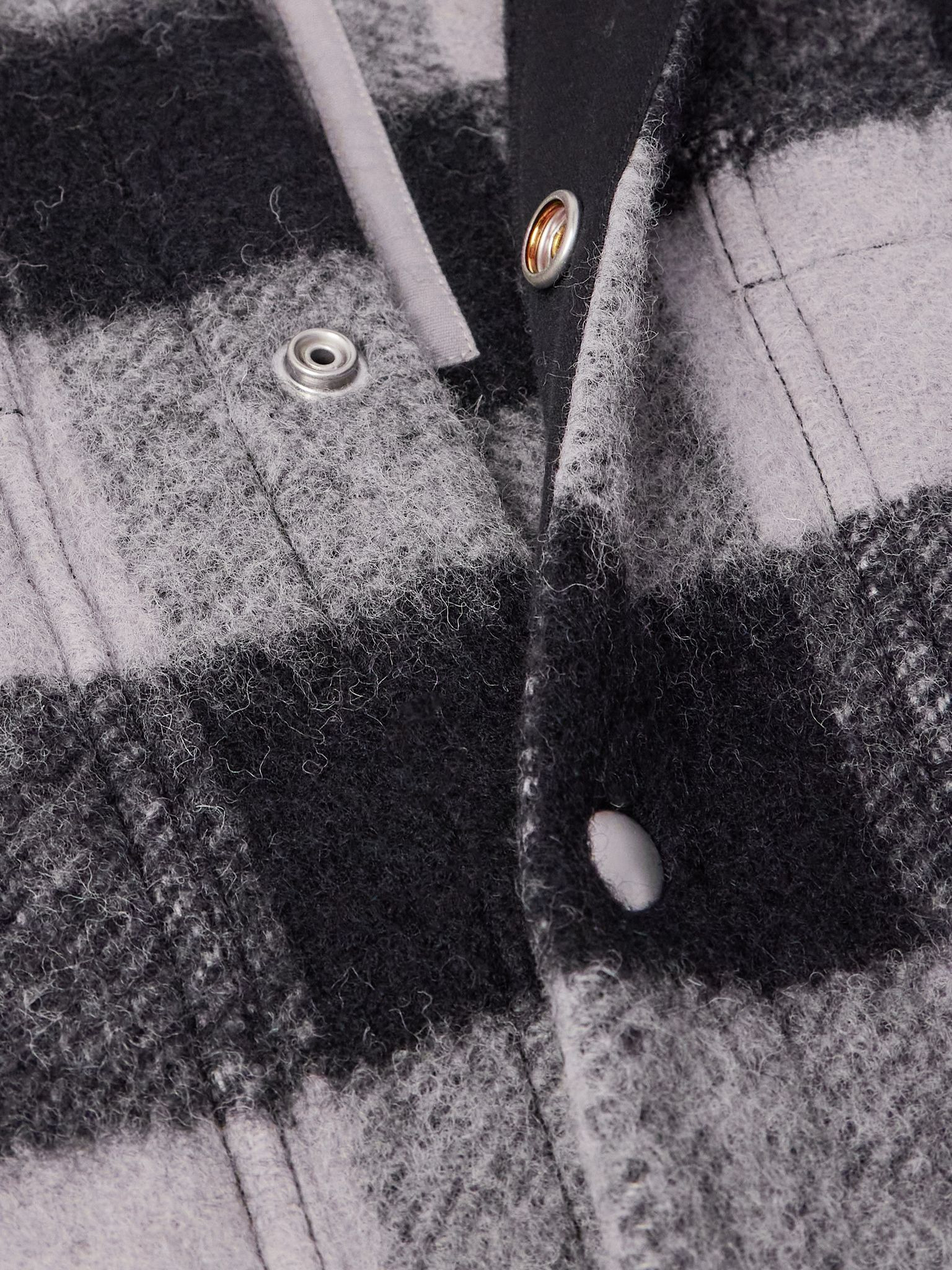Checked Brushed-Wool Overshirt Black - 4