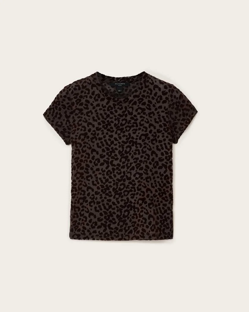 ELLIE MESH LEOPARD PRINT T-SHIRT - 1