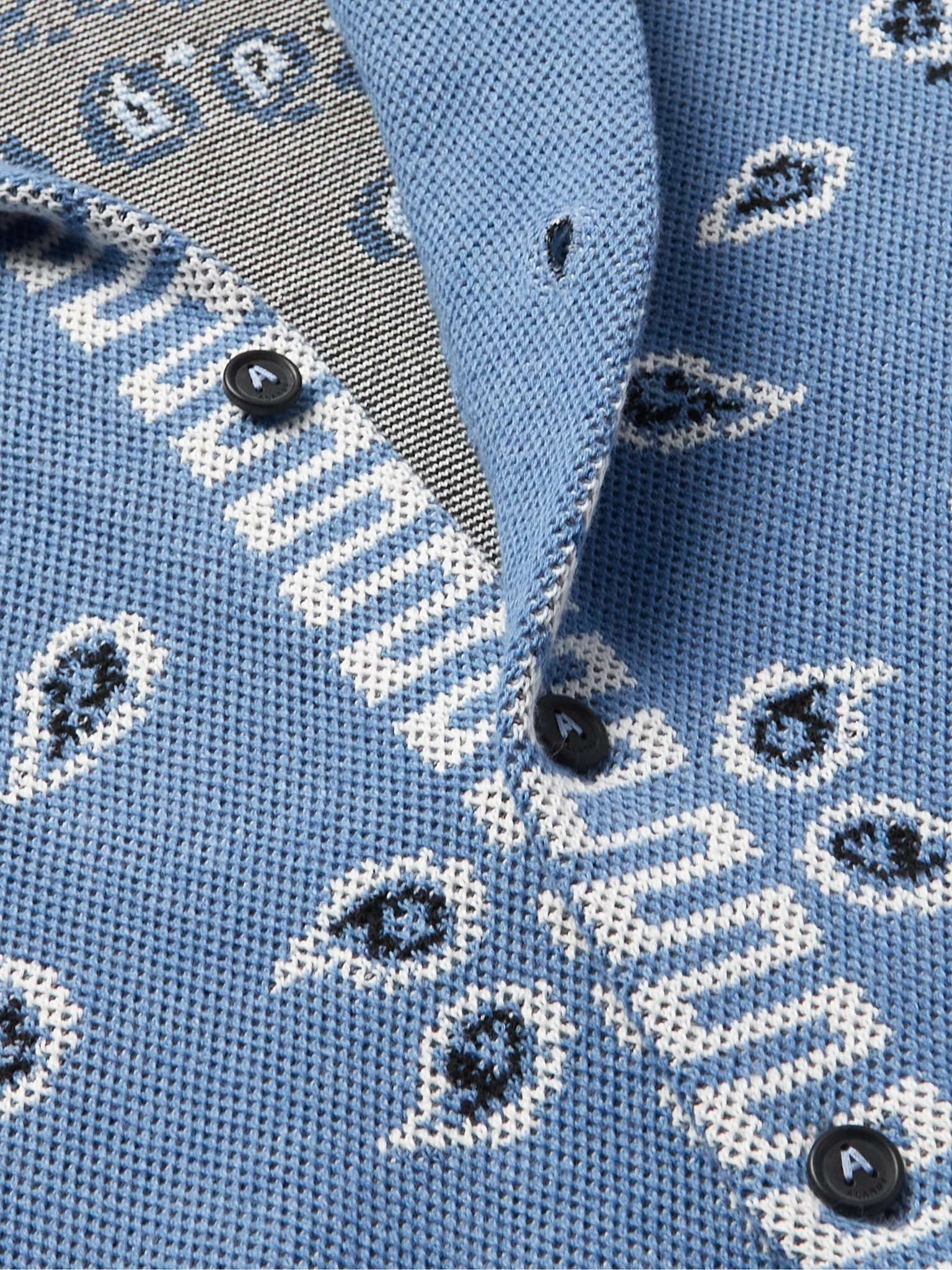 Camp-Collar Bandana-Jacquard Cotton-Piqué Shirt - 5
