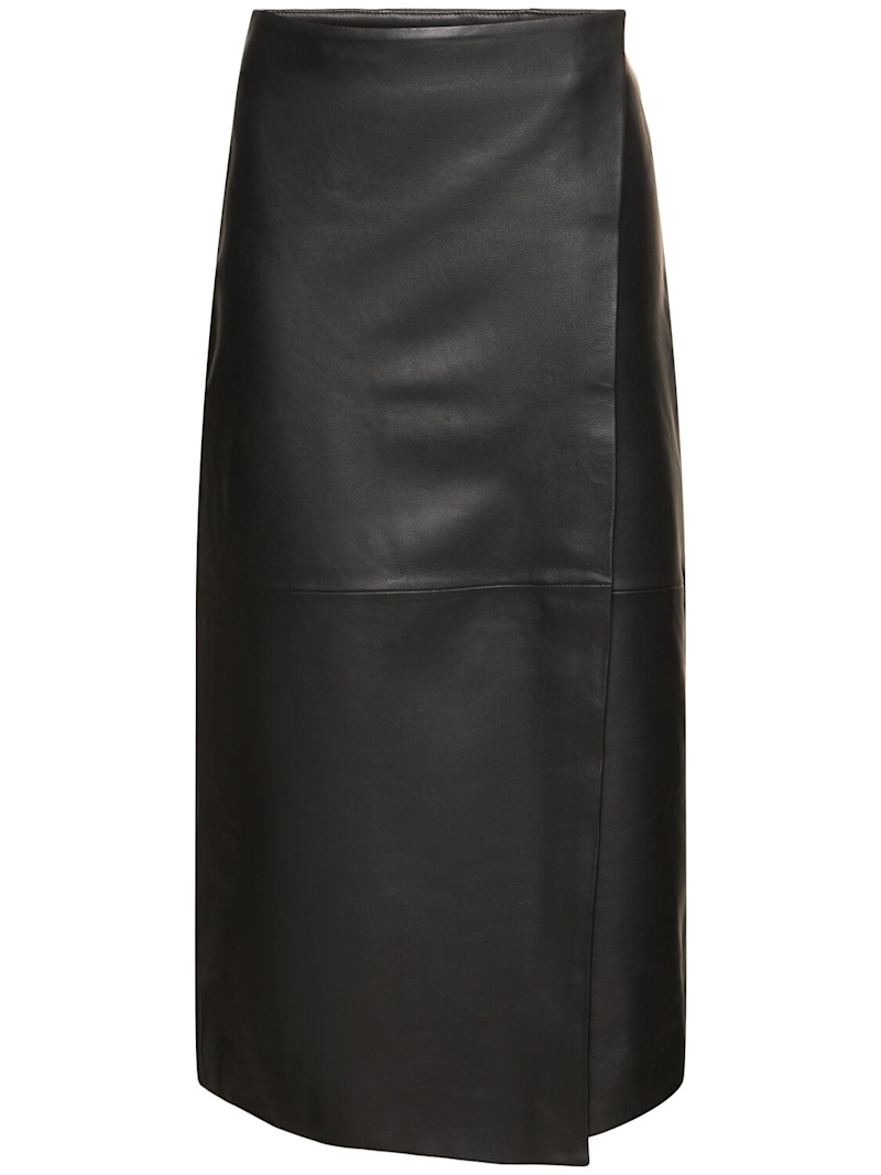 Hedi leather midi wrap skirt - 1