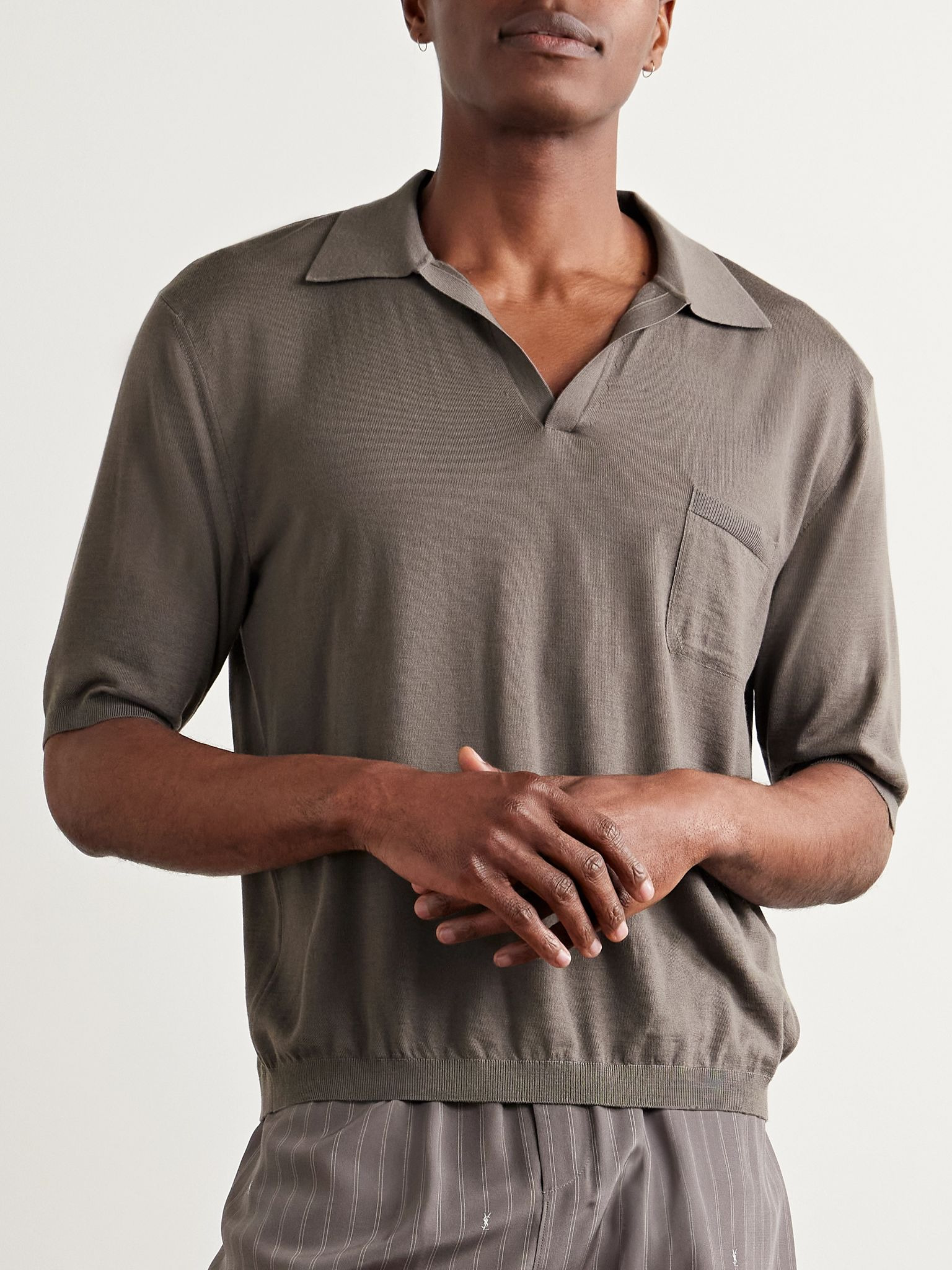 Wool Polo Shirt Gray - 3