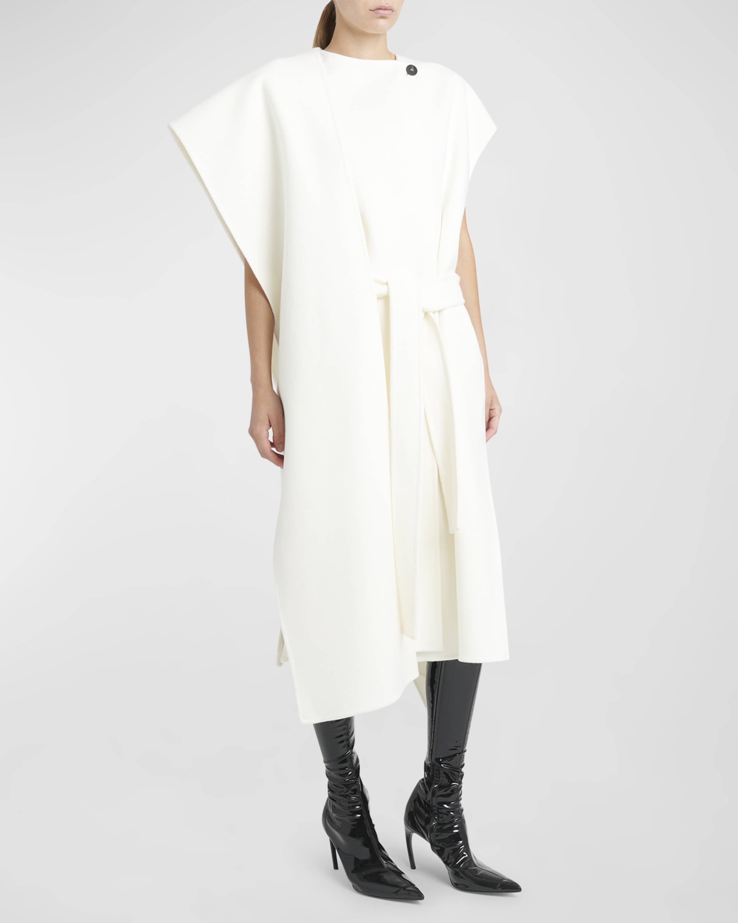 Short-Sleeve Midi Wrap Coat Dress - 2