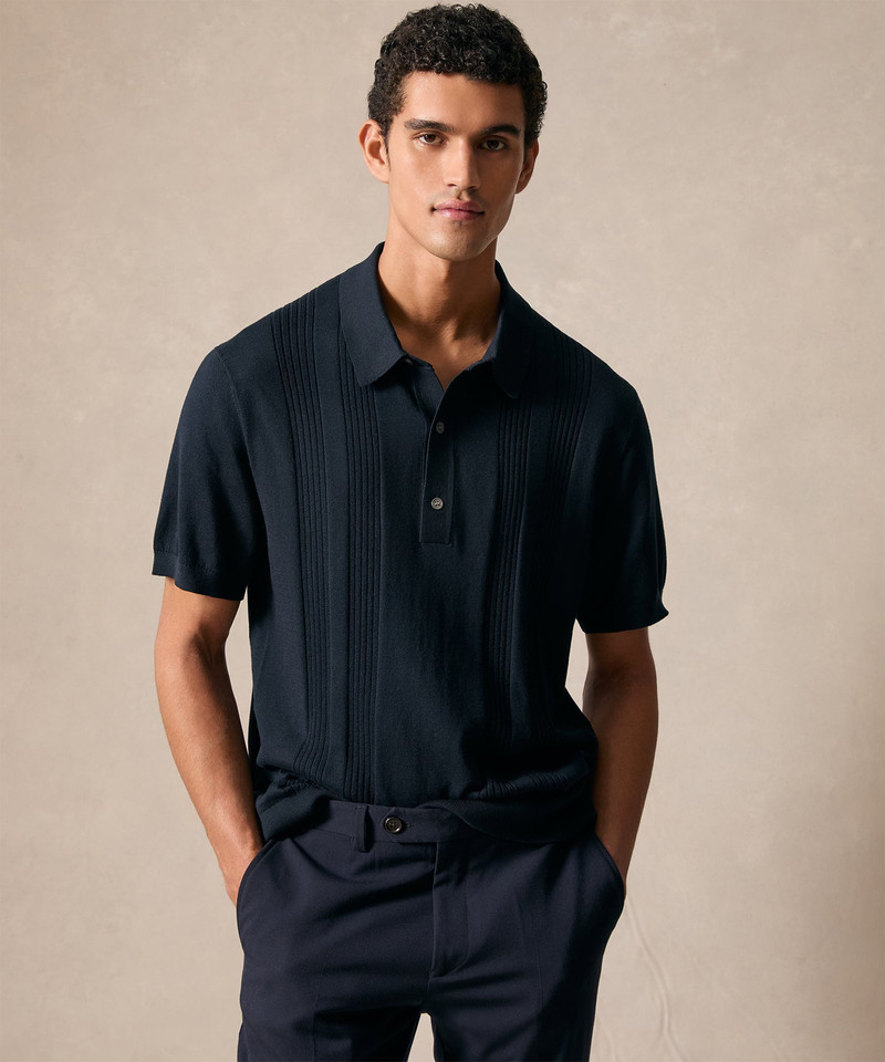TODD SNYDER Silk-Cotton Ribbed Sweater Polo outlook
