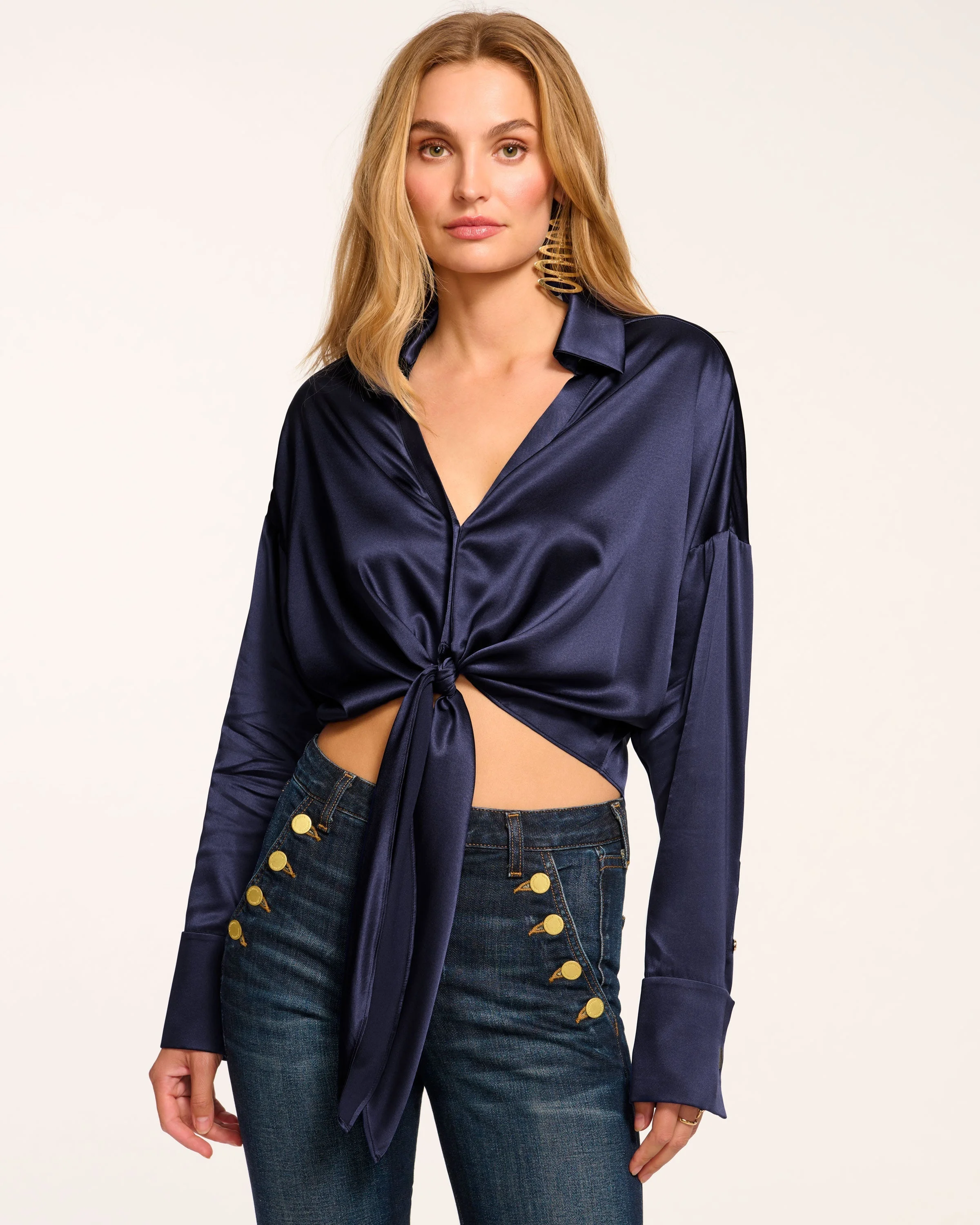 Farrah Silk Tie-Front Blouse - 1