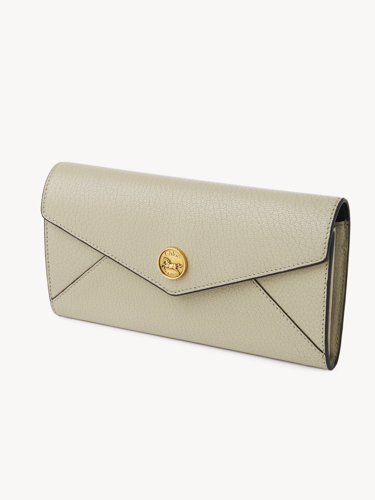 ENVELOPE LONG WALLET WITH FLAP IN GRAINED LEATHER - 2