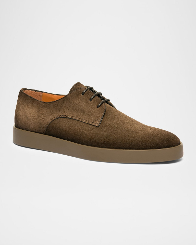 Santoni Men's Dilate Suede Rubber-Sole Derby Shoes outlook
