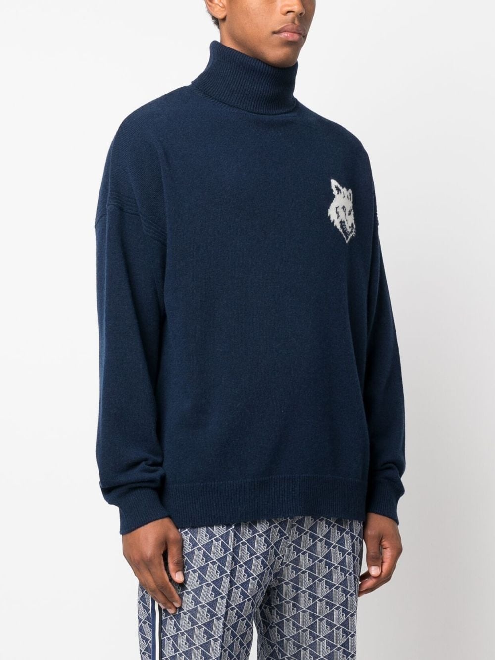 intarsia-knit fox-head wool jumper - 3