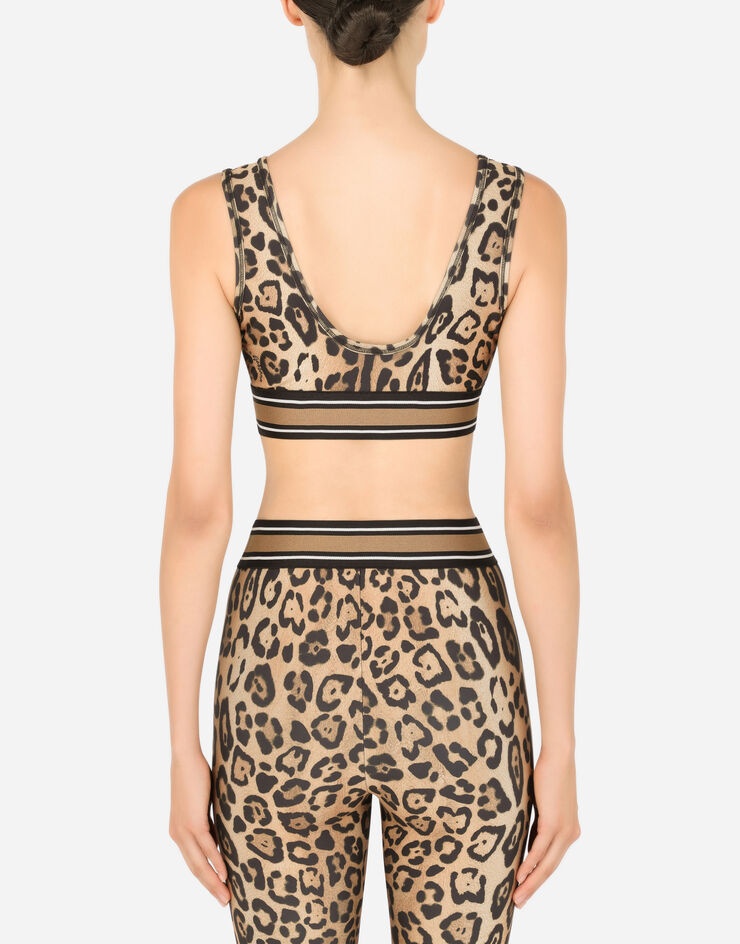 Leopard-print spandex/jersey crop top - 2