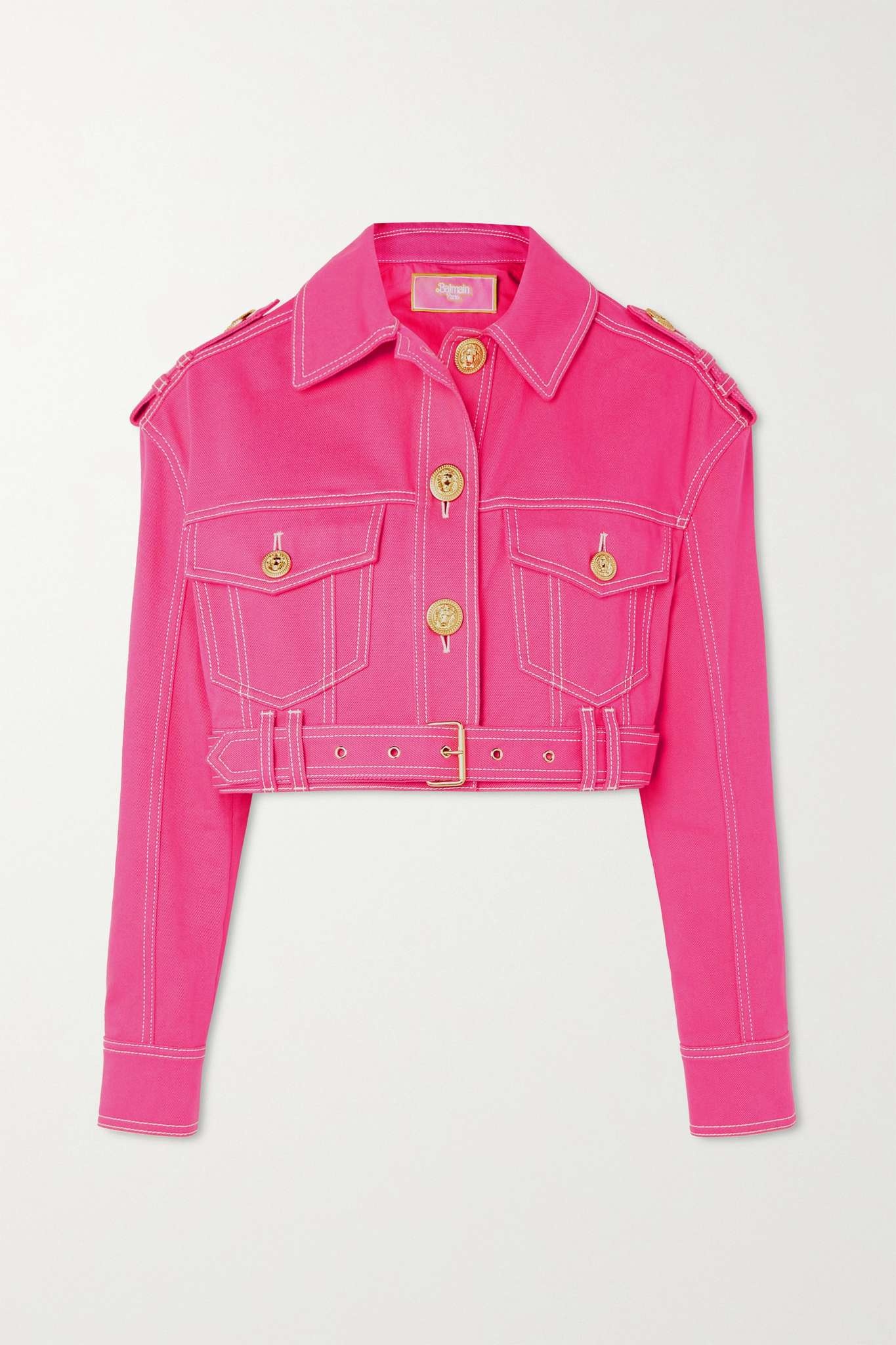 + Barbie cropped embroidered denim jacket - 1