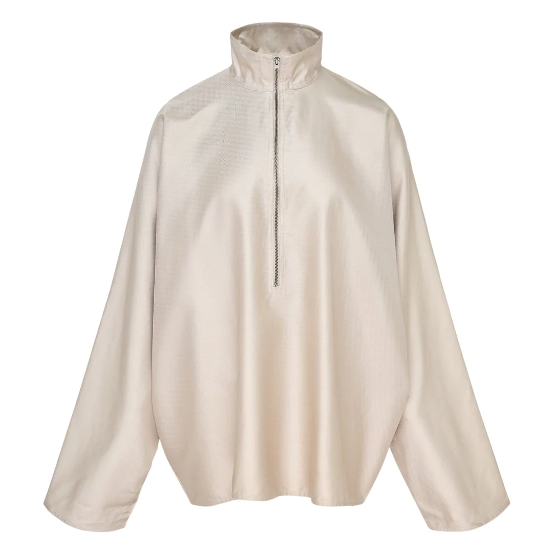 Stand Collar Half-Zip Blouse - 1