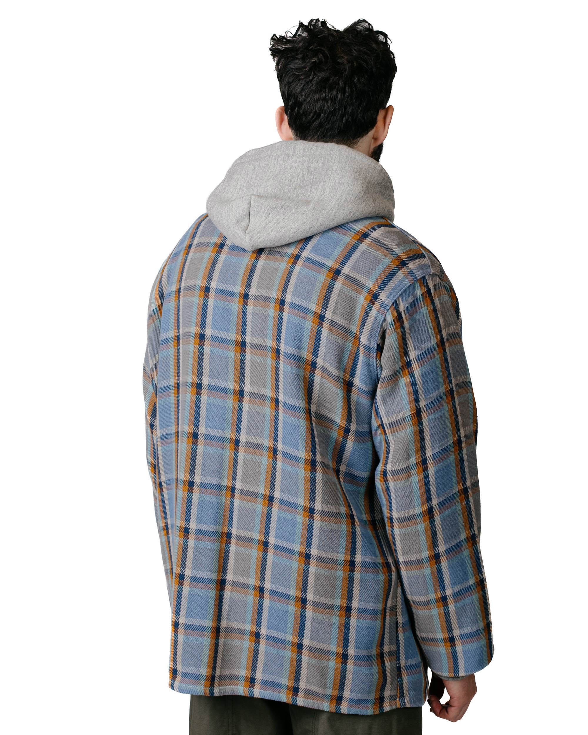 BA Shirt Jacket Blue Cotton Heavy Twill Plaid - 3