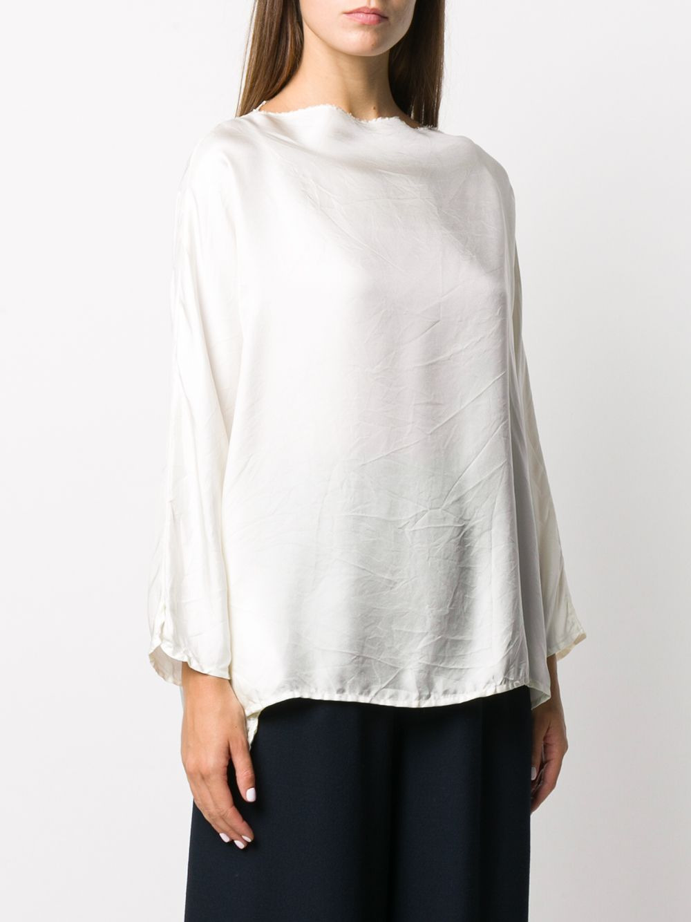 boat-neck satin blouse - 3