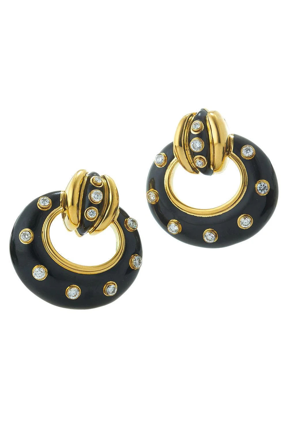 Diamond Stud Doorknocker Earrings - 1
