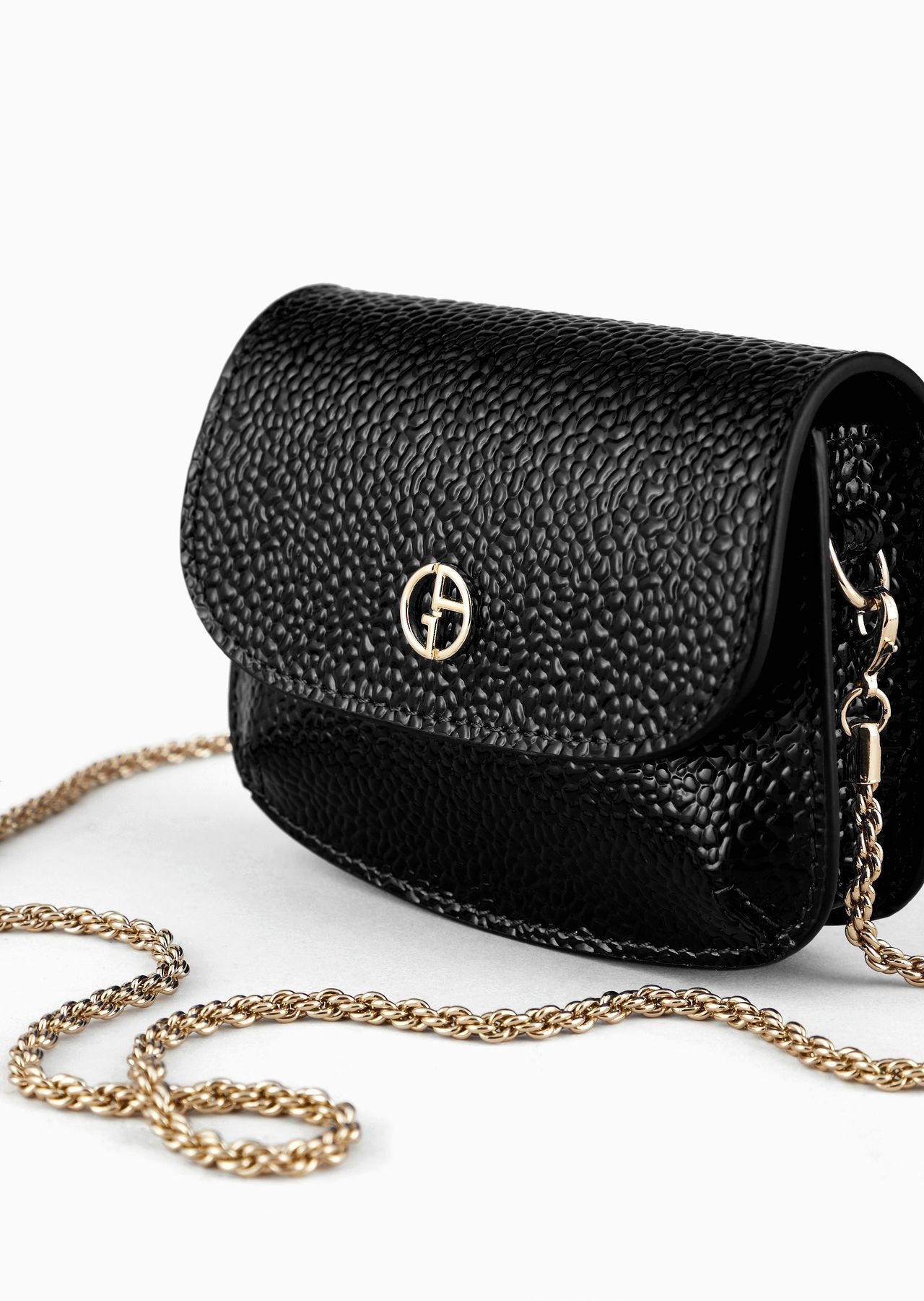 La Prima pebbled patent-leather mini bag with charm - 5
