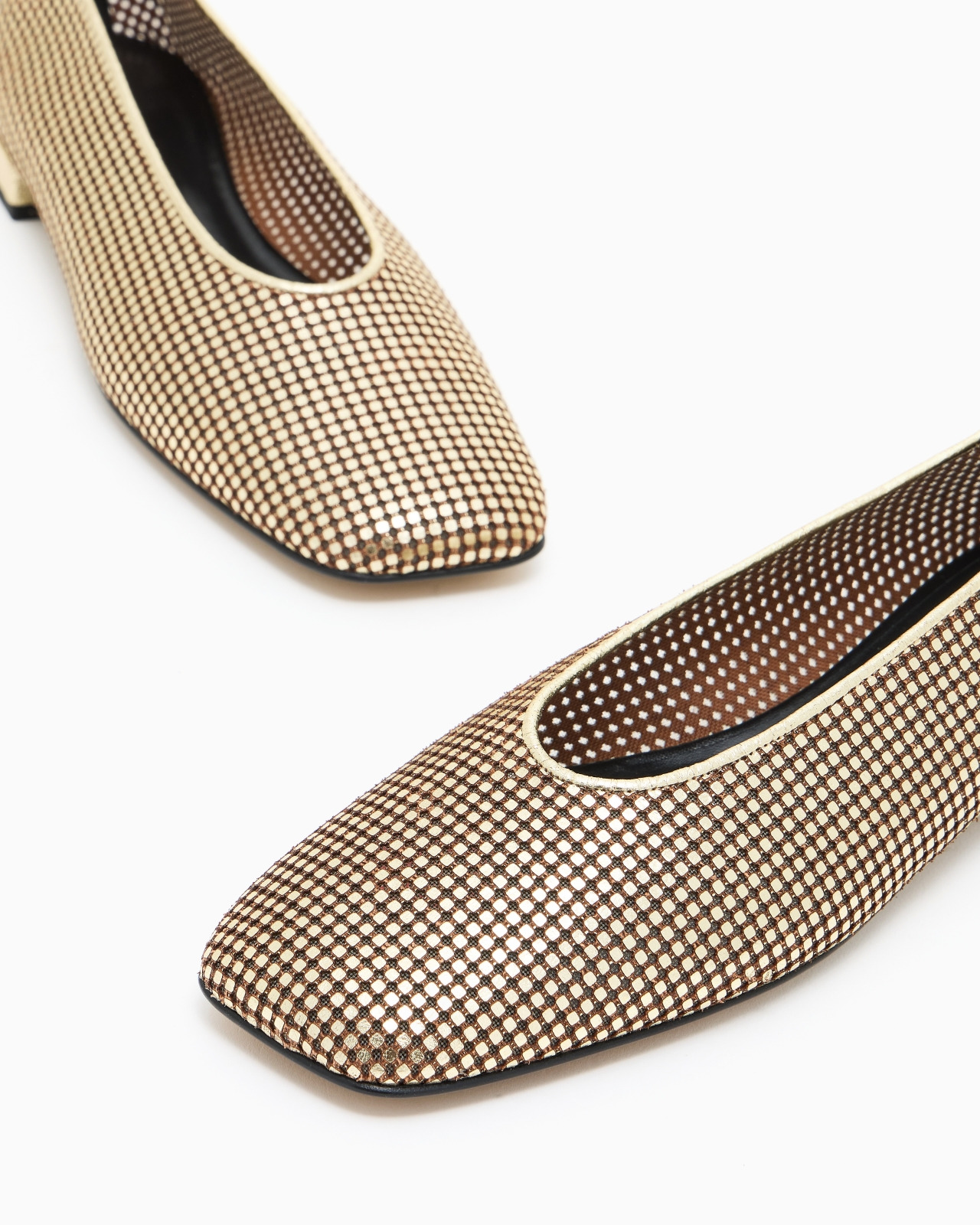 PERFORATED LAMÉ LEATHER BALLERINAS - 5