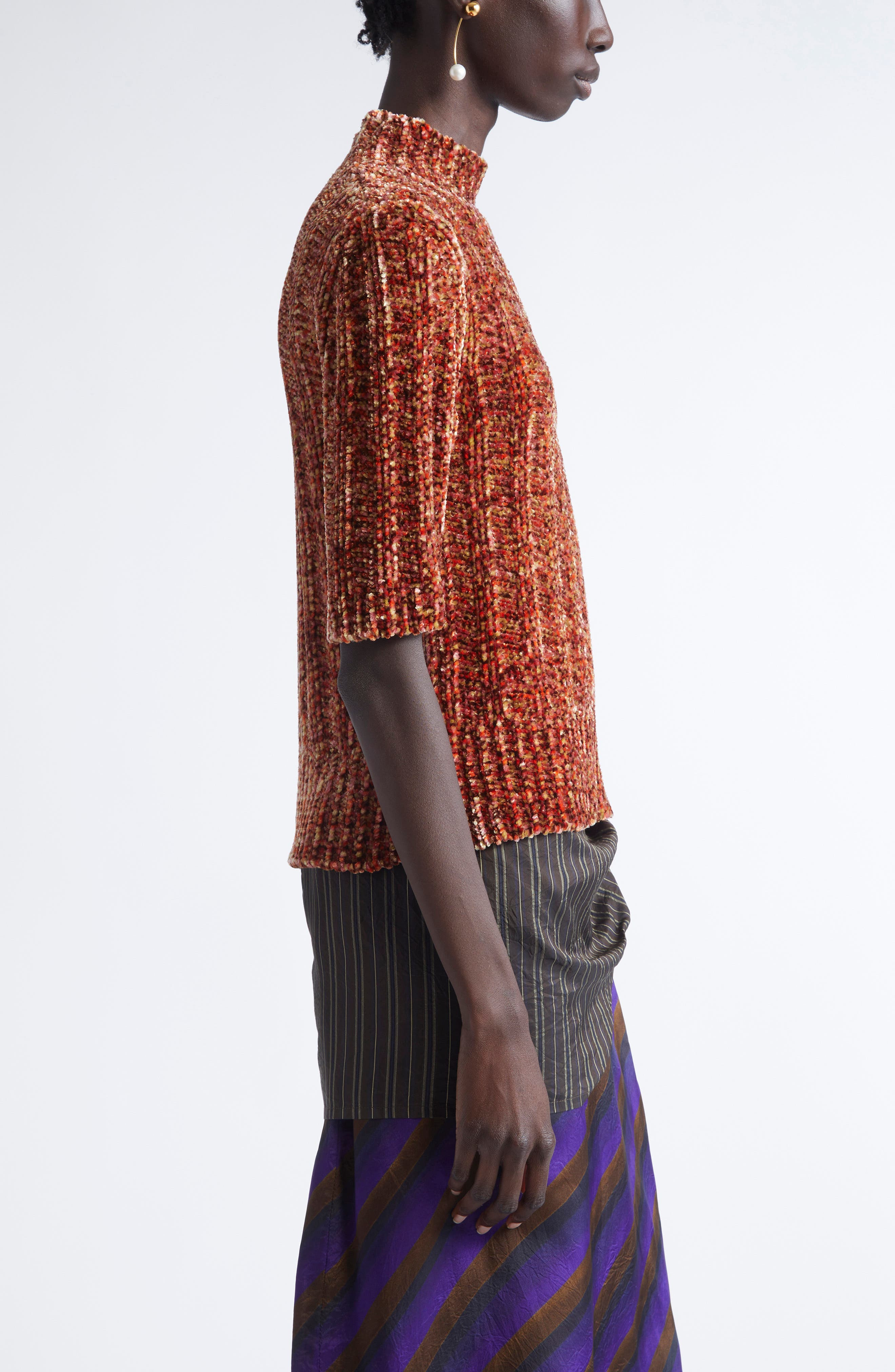 Dries Van Noten Terri Mock Neck Sweater in Peach at Nordstrom - 4