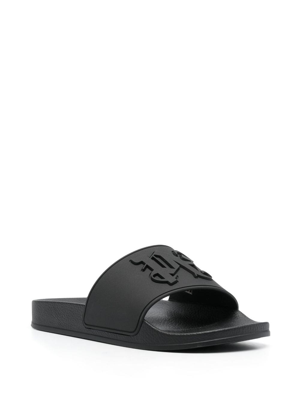 rubberised monogram flat slides - 2