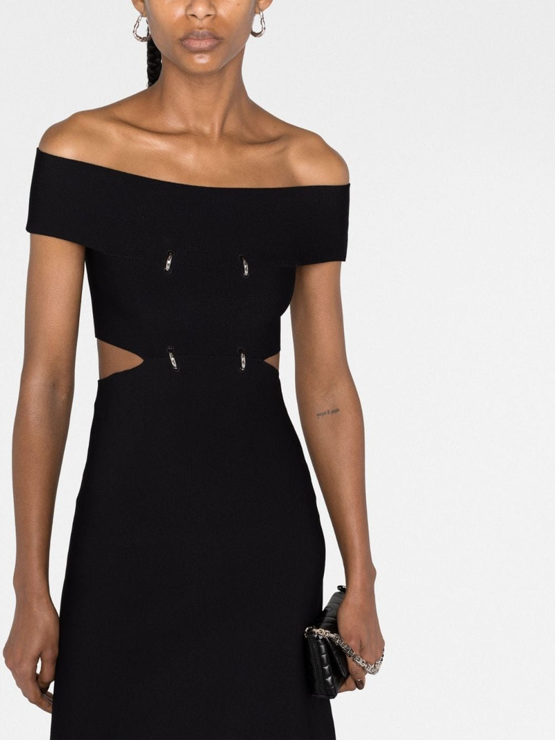 off-shoulder flared midi dress 5