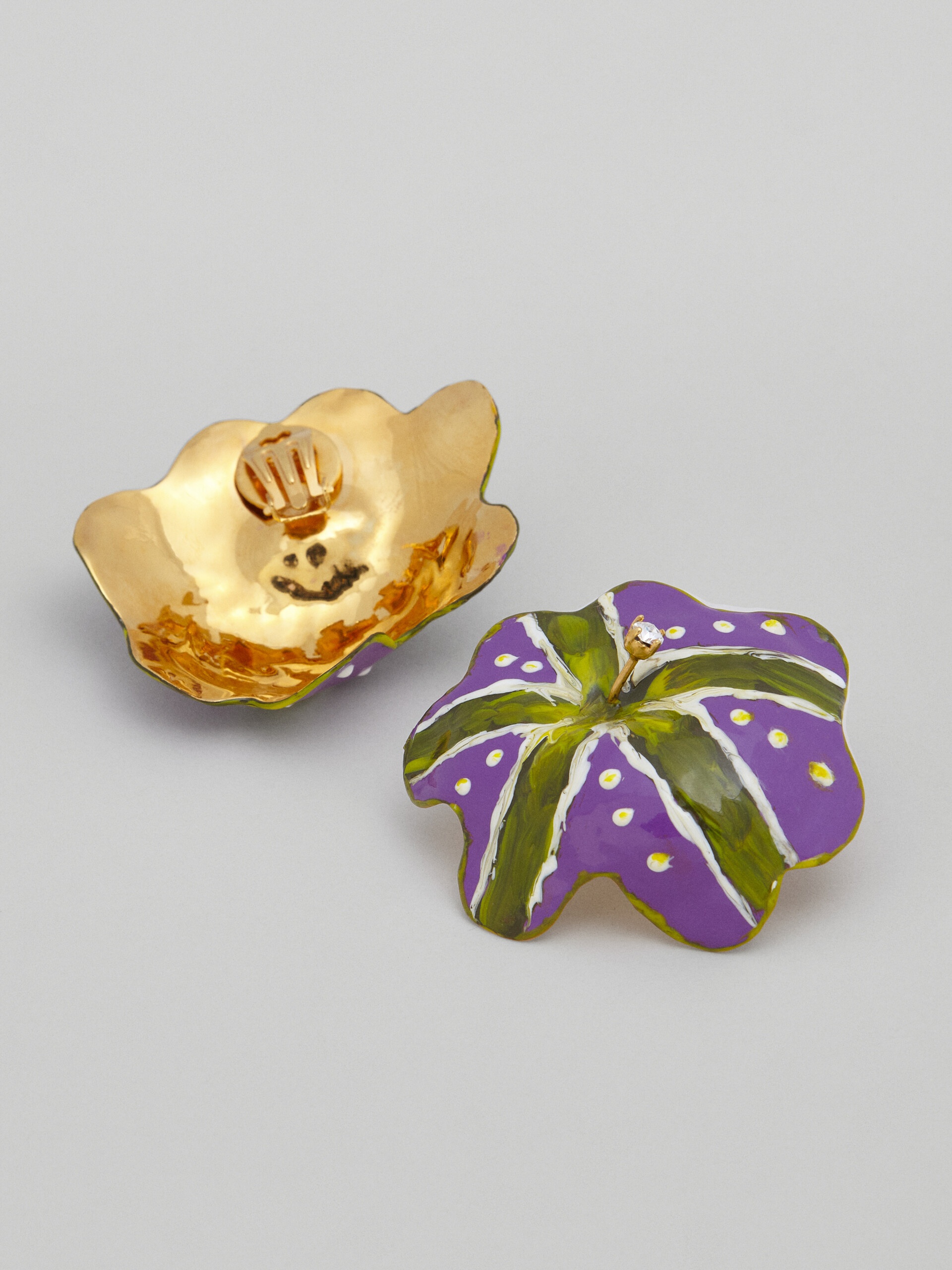 BRASS FLOWER FLORA CLIP-ON EARRINGS - 3
