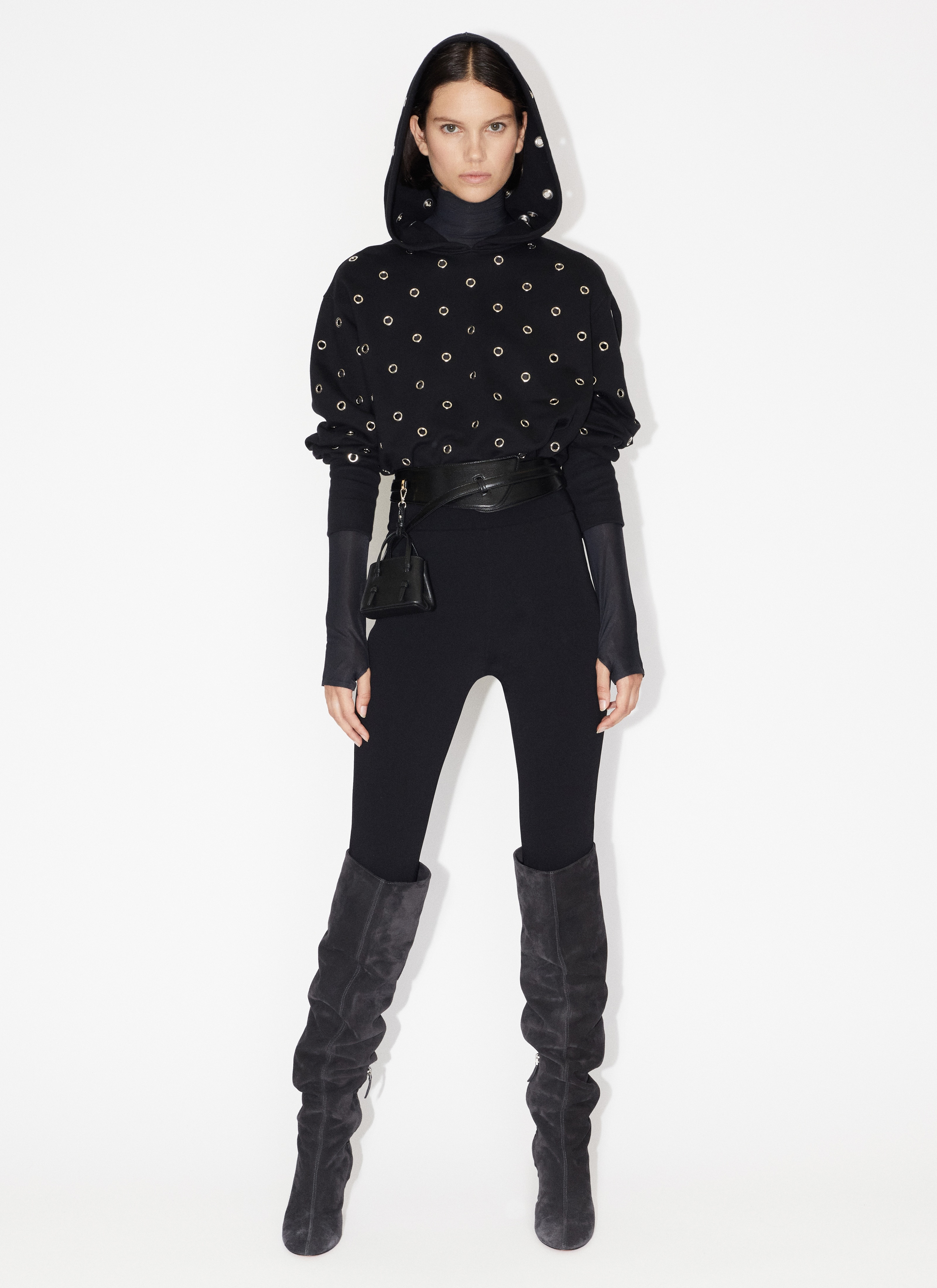 EYELET FLEECE HOODIE - 2