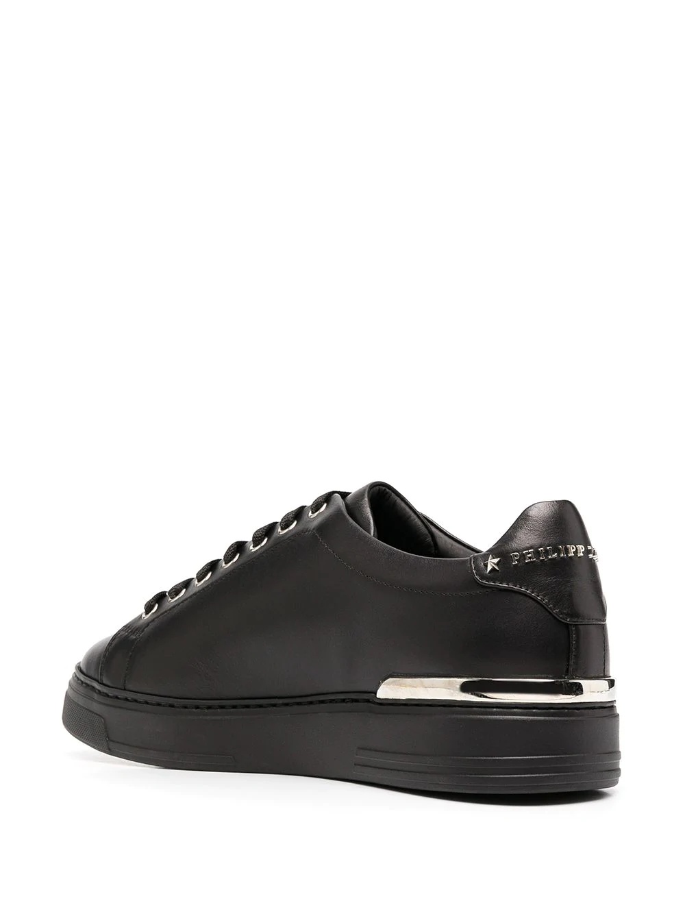 skull-appliqué leather low-top sneakers - 3