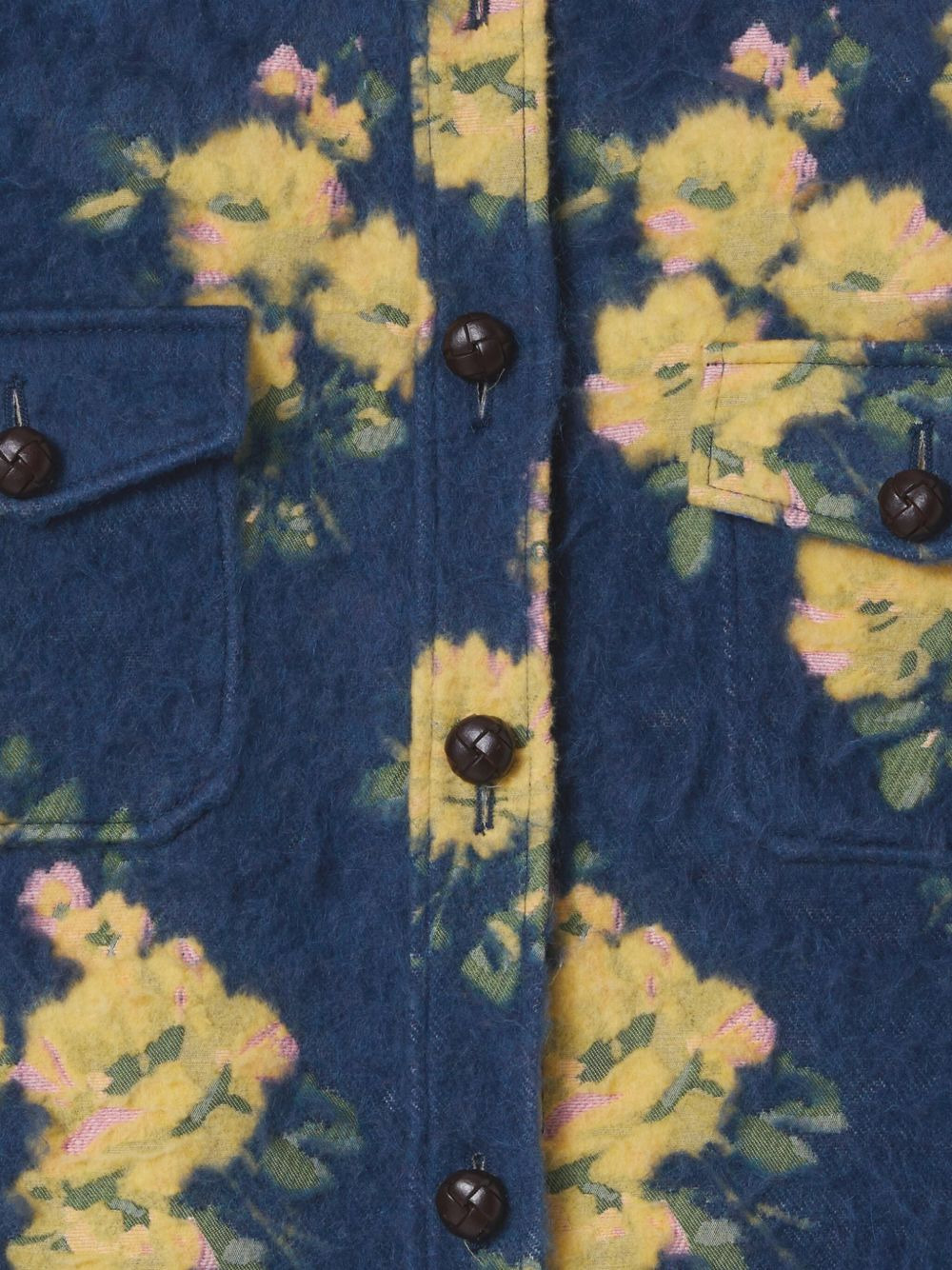 floral-jacquard button-up shirt jacket - 4