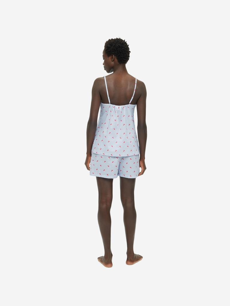 Women's Short Cami Pyjamas Nelson 84 Cotton Batiste Blue - 4