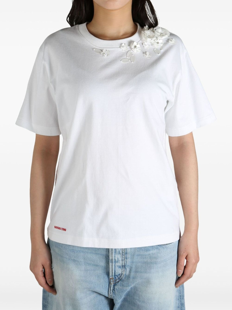 SHUSHU/TONG floral-appliqué T-shirt outlook