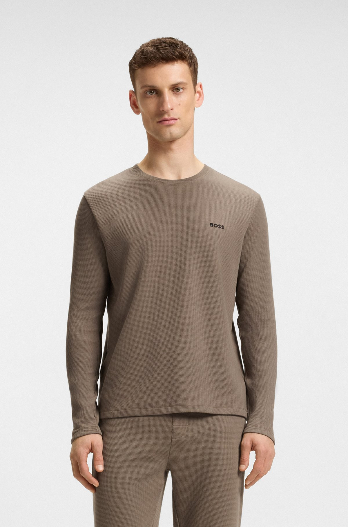 WAFFLE-STRUCTURED PAJAMA T-SHIRT IN COTTON - 2