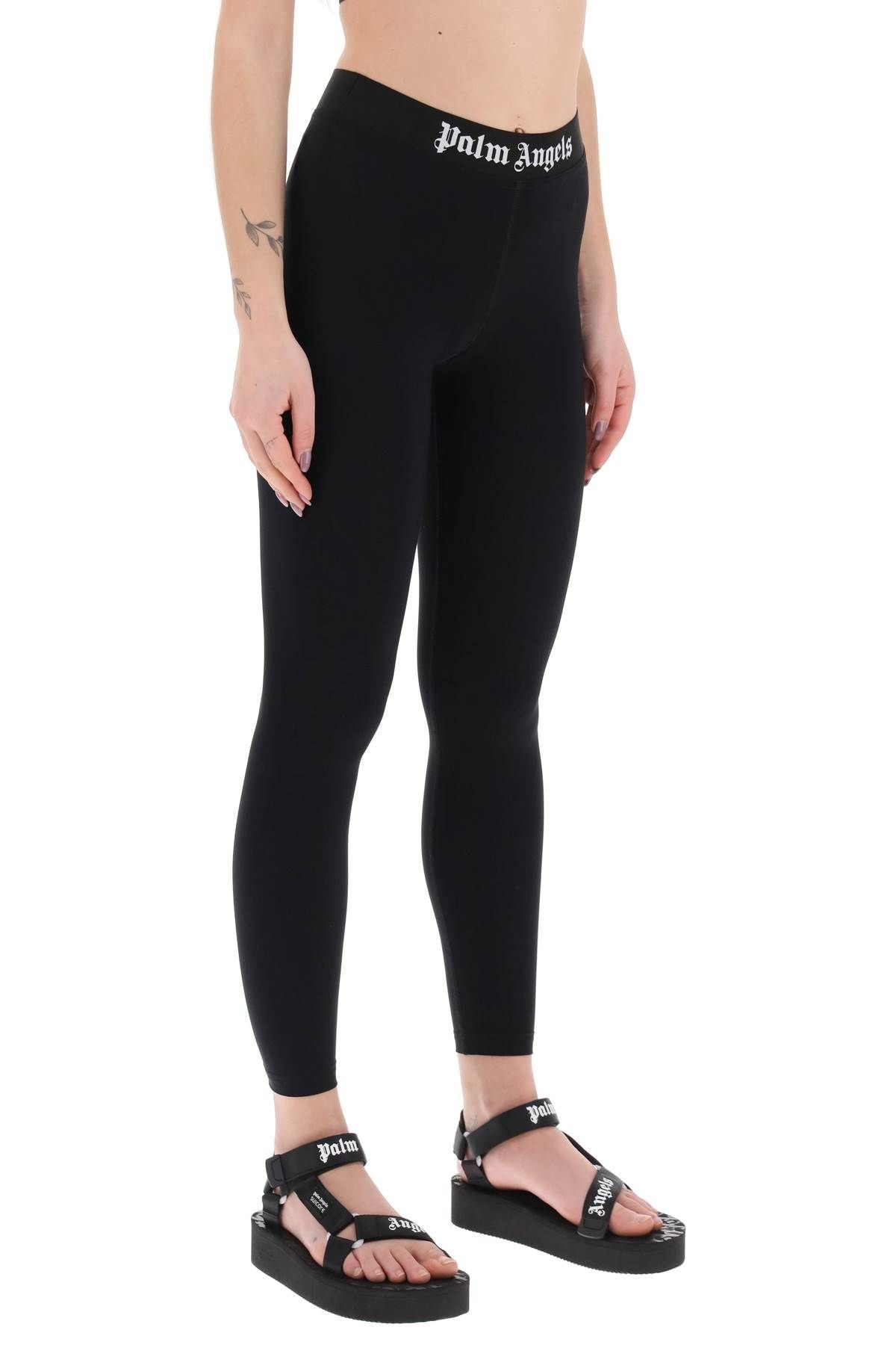 Palm Angels SPORTY LEGGINGS WITH BRANDED STRIPE REVERSIBLE