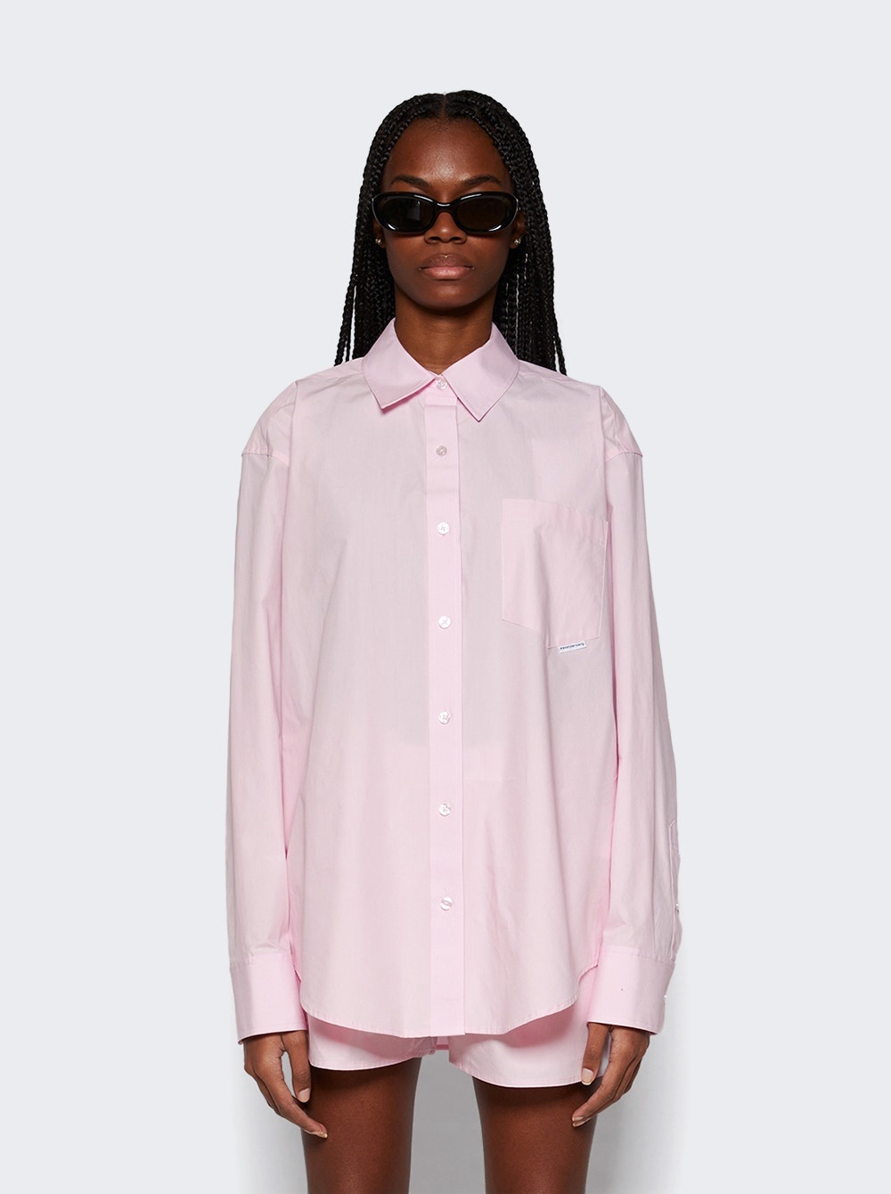 Boyfriend Shirt With Logo Flag Tag Light Pink - 3