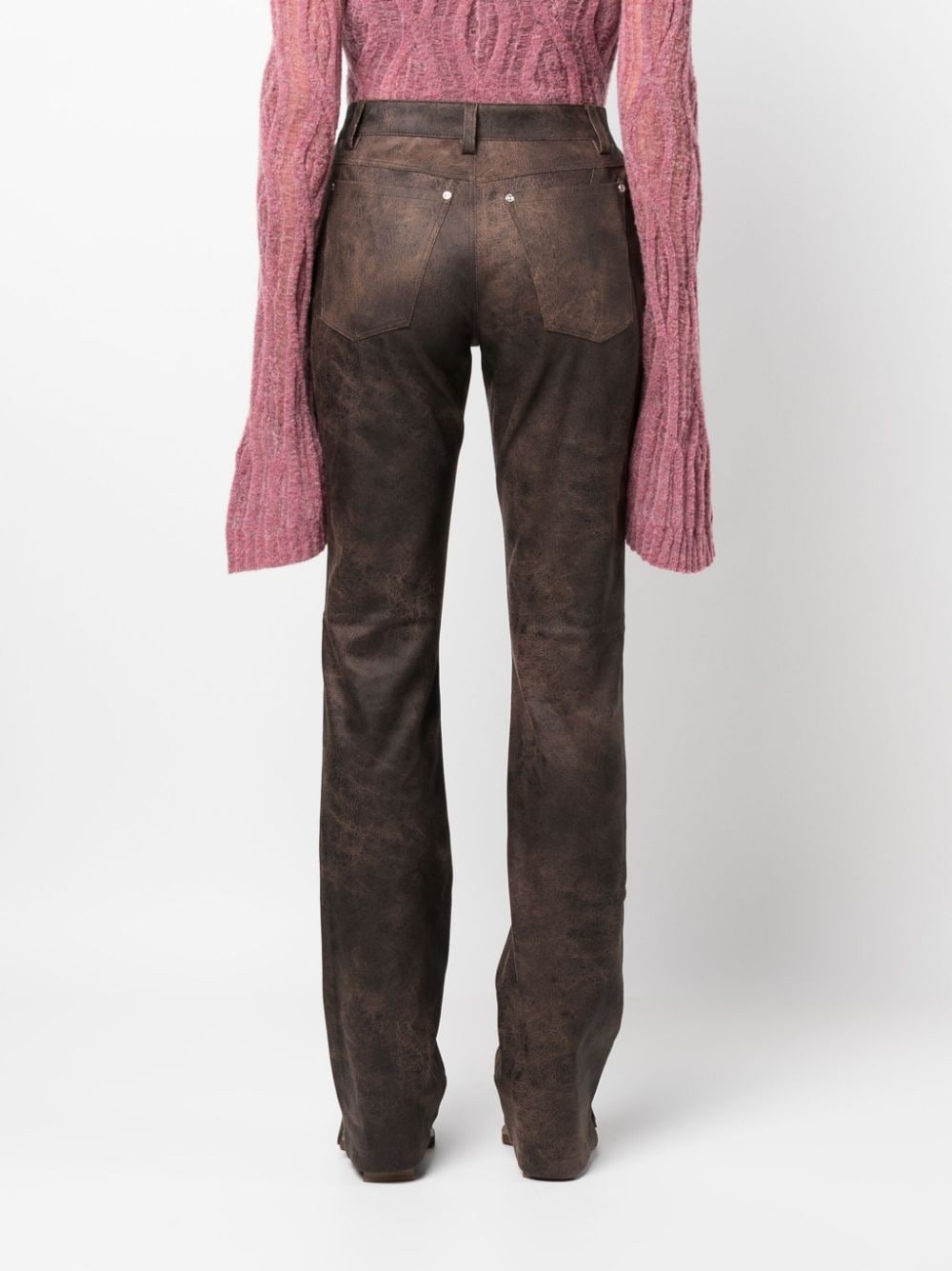washed-effect flared trousers - 4