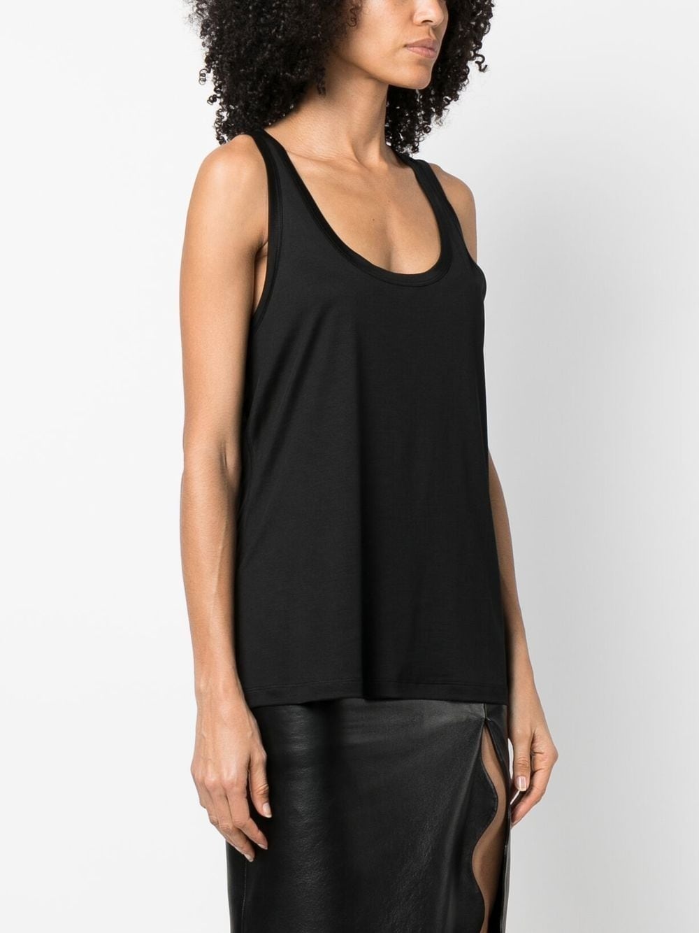 logo-patch silk tank top - 3