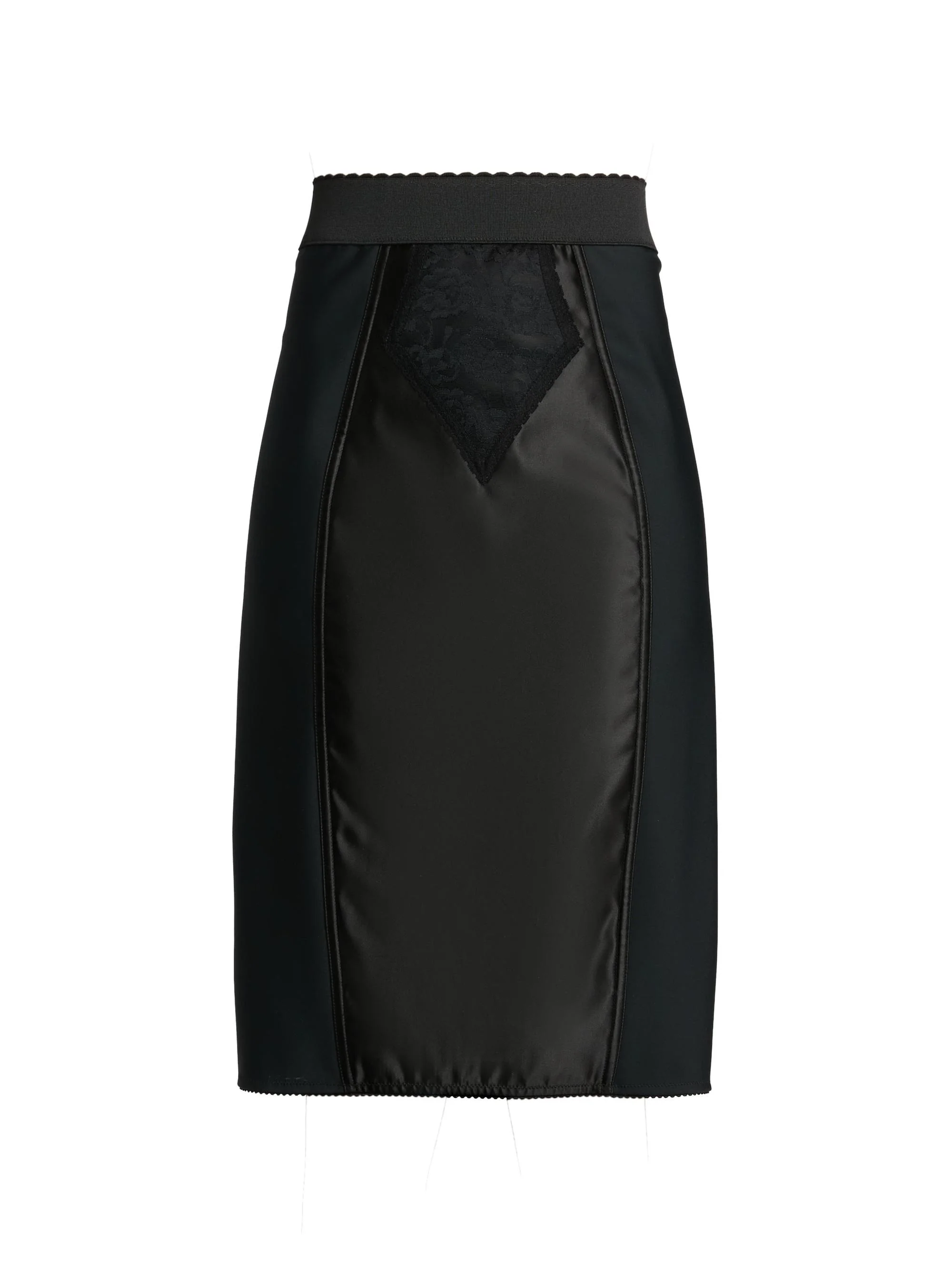 Women's Lace-Panel Pencil Skirt - Nero - 1