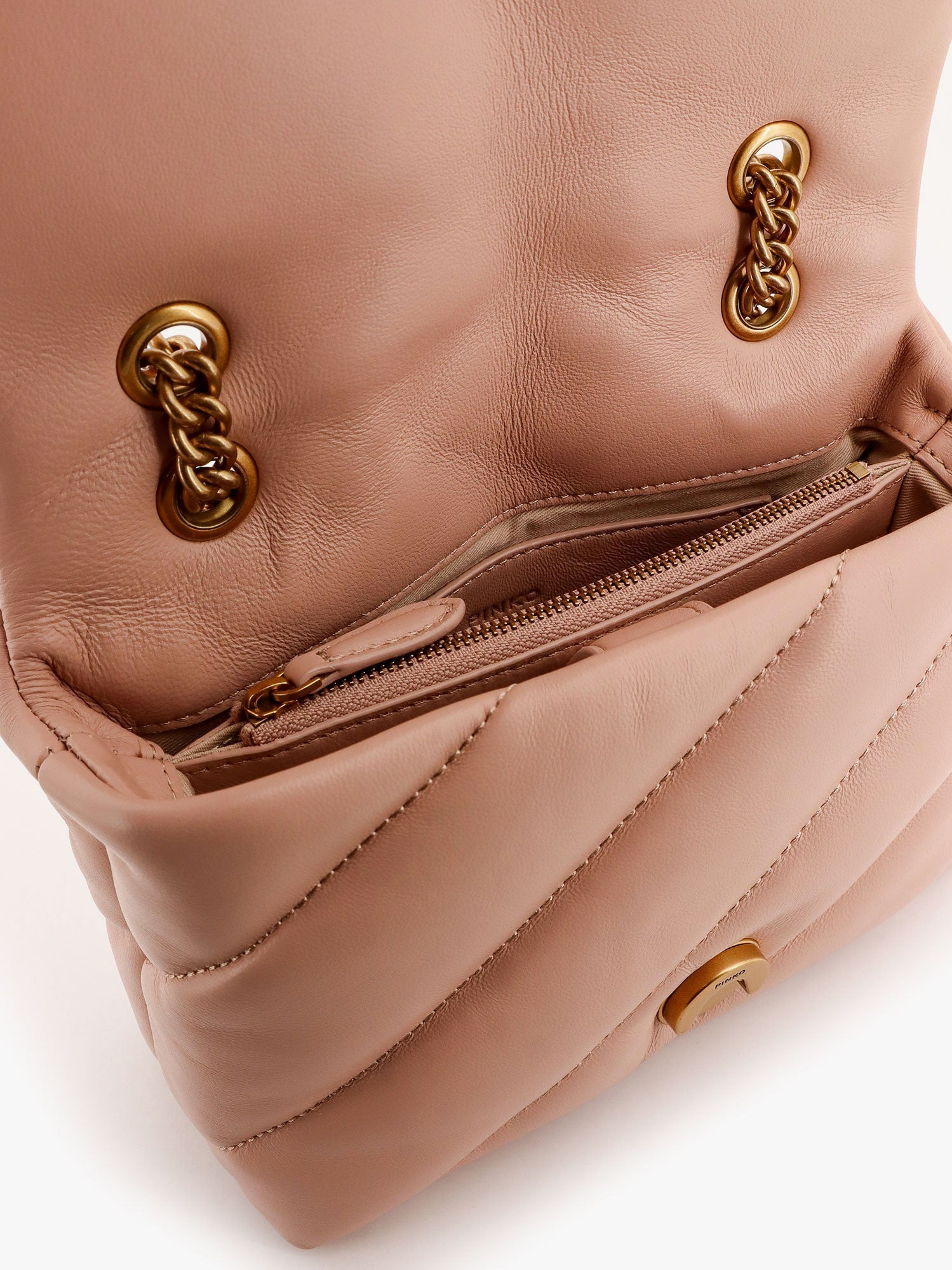 Pinko Matelassã© Leather Shoulder Bag With Iconic Love Birds Buckle - 4
