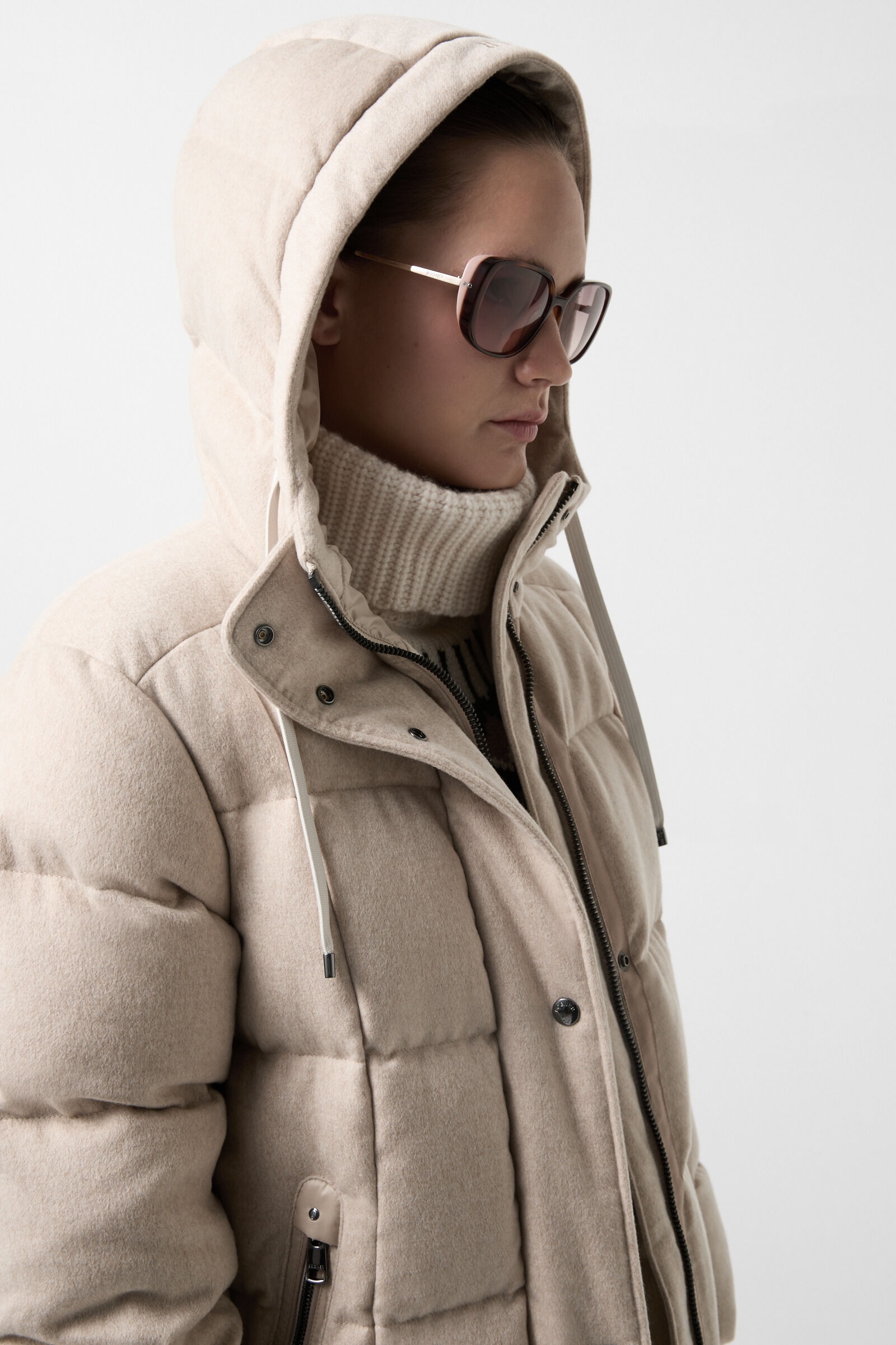 Fanja Cashmere and down coat in Beige - 7