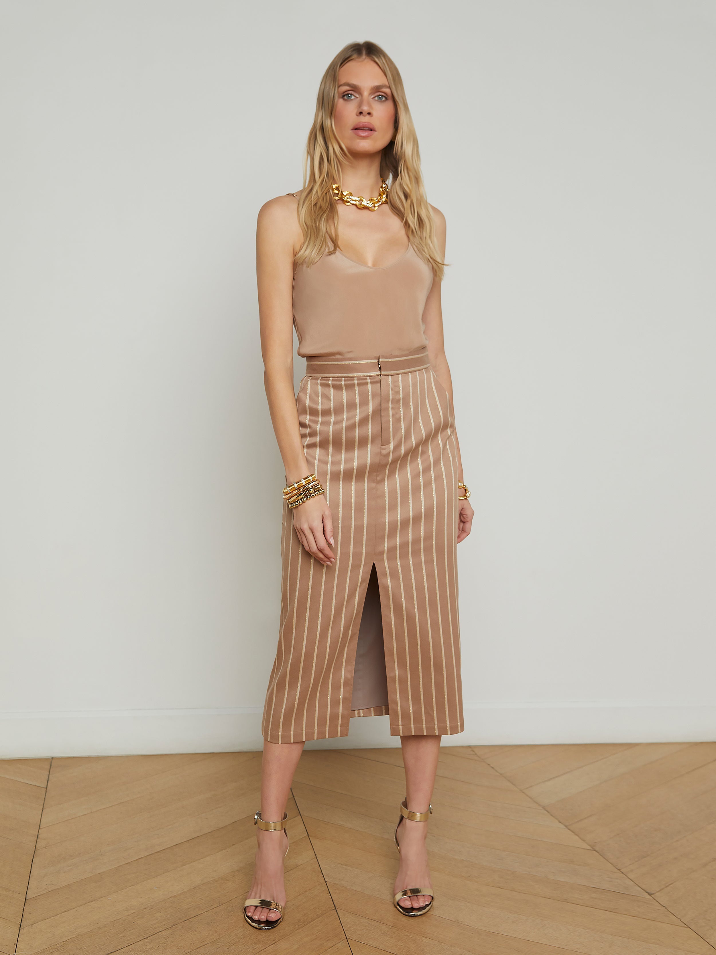 Madonna Pinstriped Midi Skirt - 2
