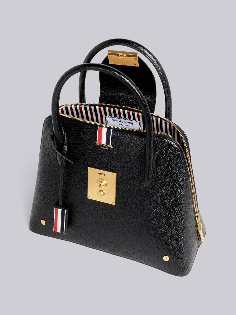 Black Pebble Grain Leather Removable Shoulder Strap Mrs. Thom Satchel 5