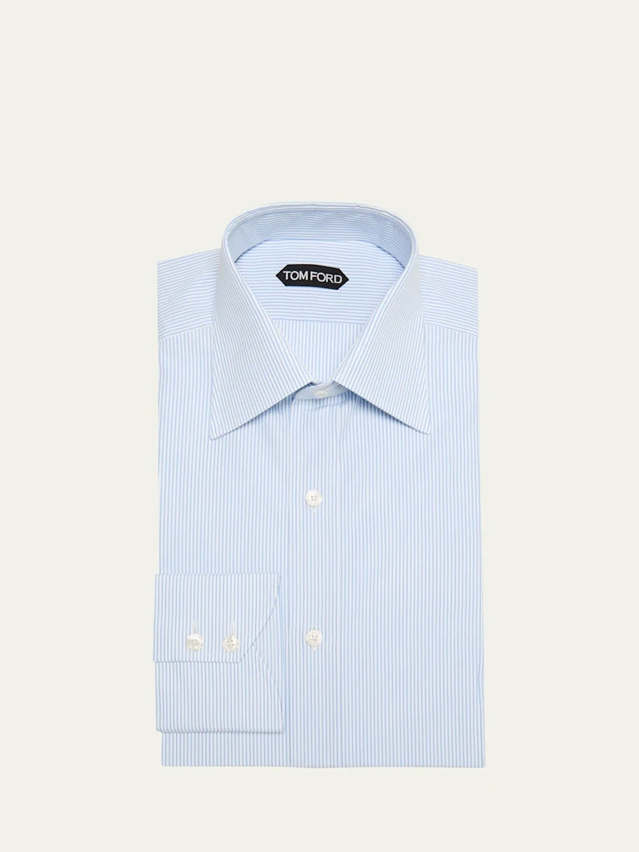 Men's Cotton Pinstripe Dress Shirt - 1