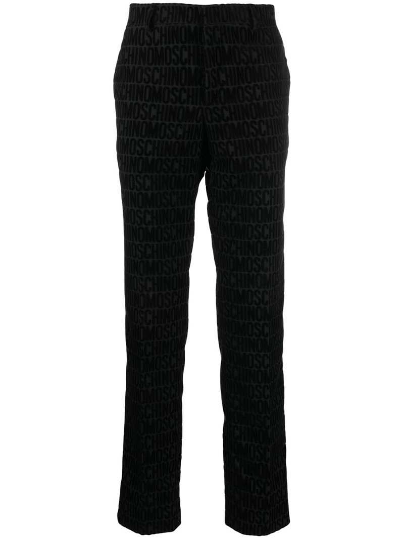 flocked-logo straight-leg trousers 1
