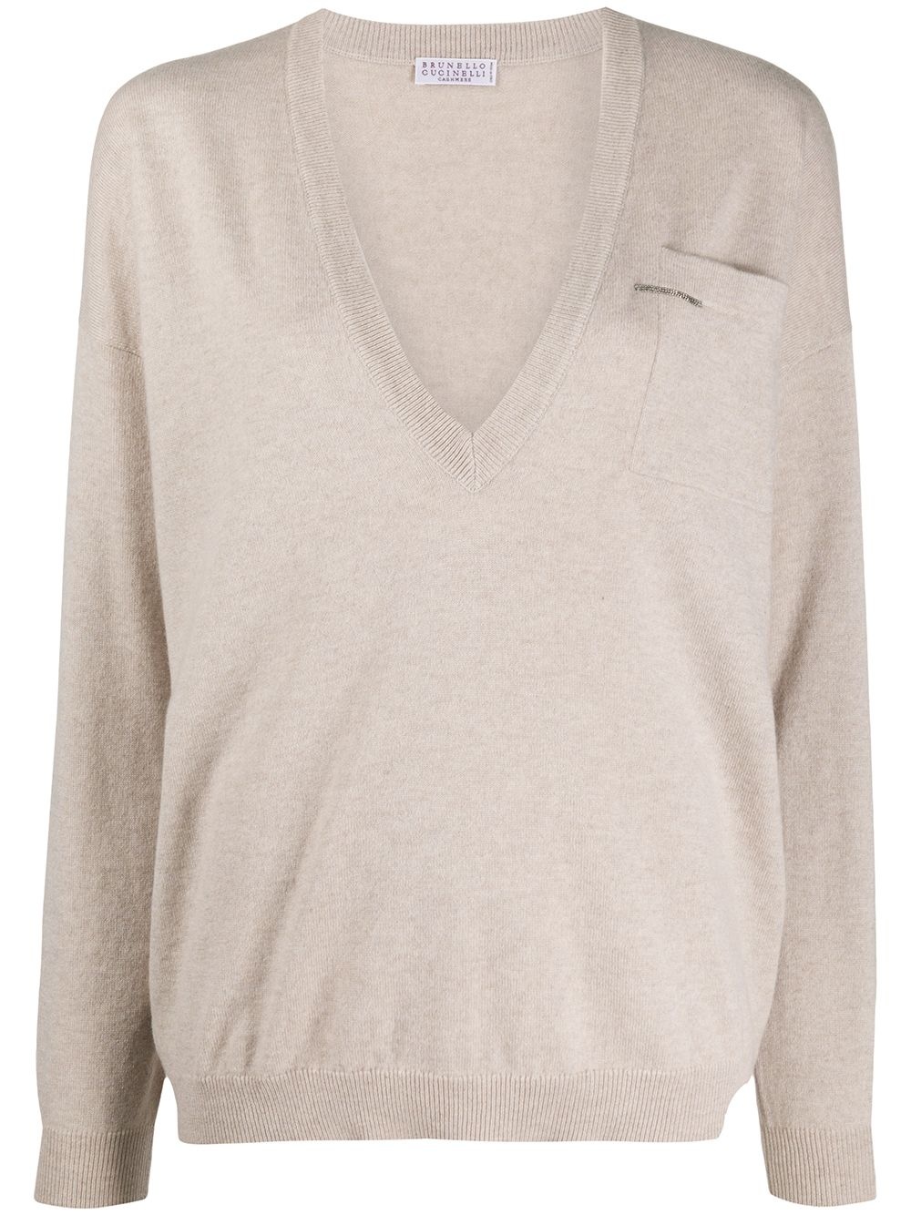 V-neck cashmere knitted top - 1