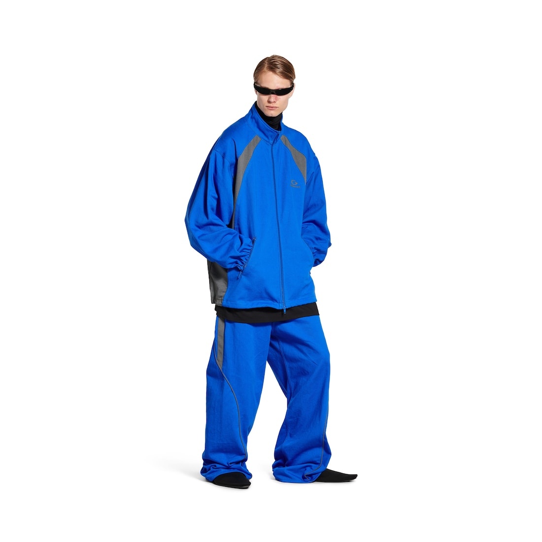 Men's Tracksuit Denim Jacket in Royal Blue - 2