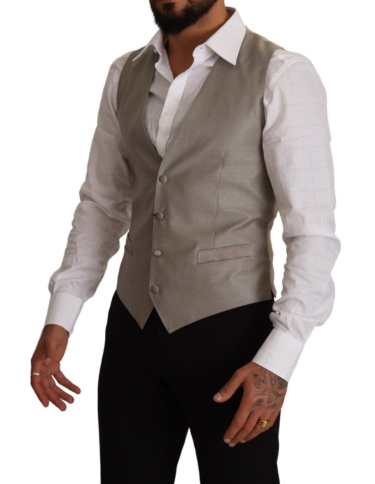 Dolce & Gabbana Beige Wool Single Breasted Waistcoat Vest - 2
