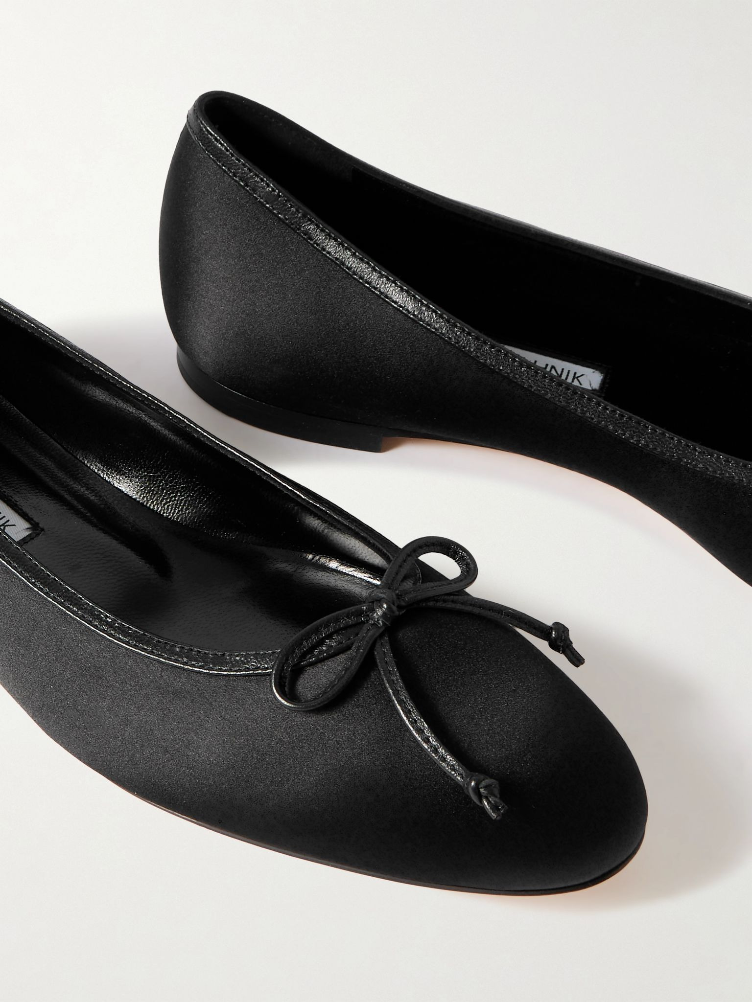 Verallim 10 bow-detailed leather-trimmed satin ballet flats Black - 4