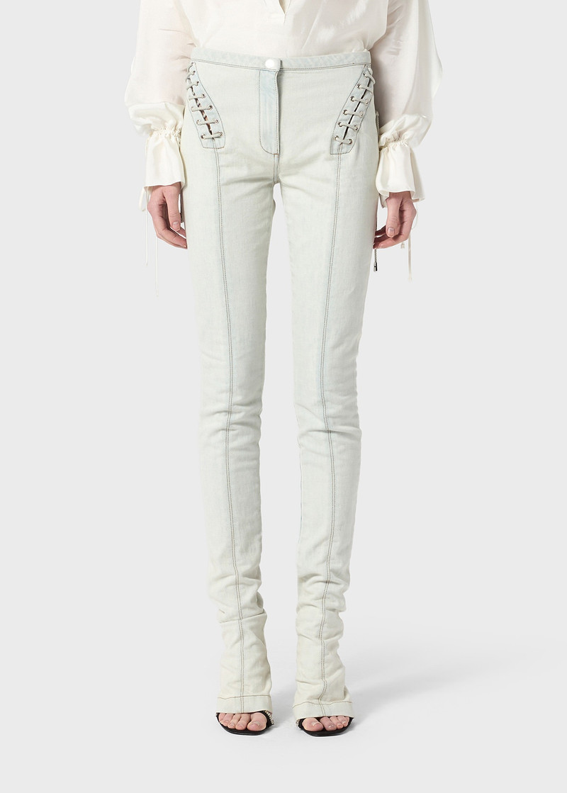 SKINNY JEANS WITH EYELETS AND STRAPS - 1