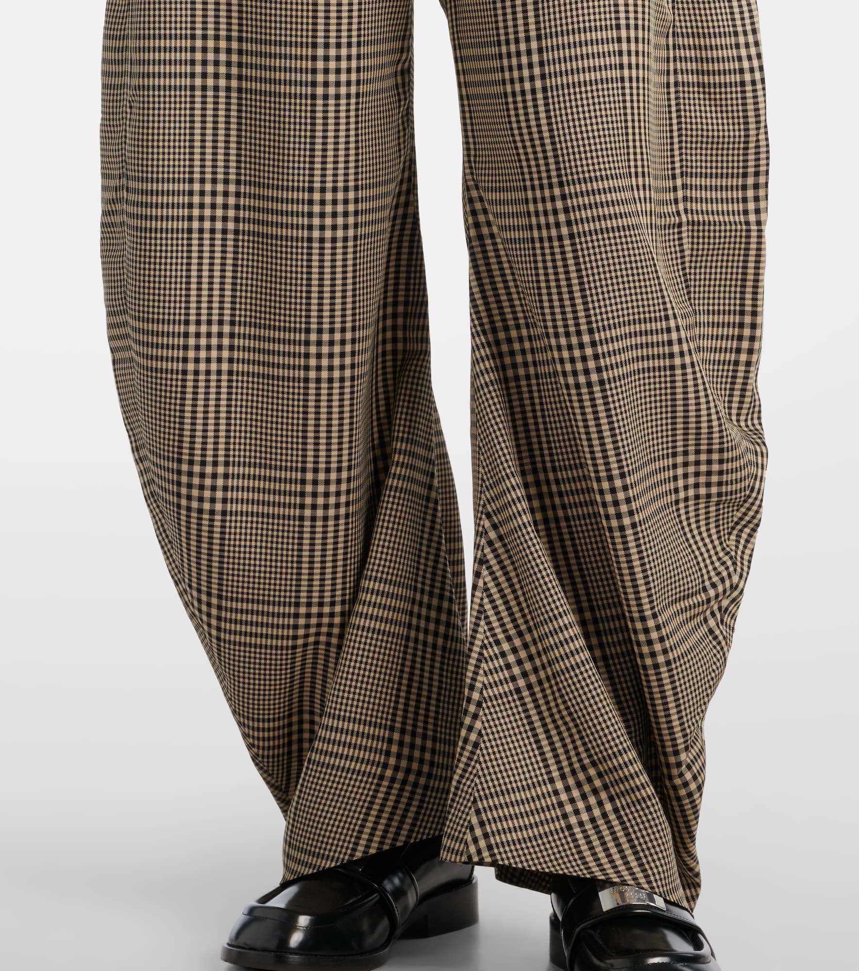 Plaid mid-rise barrel-leg pants - 5